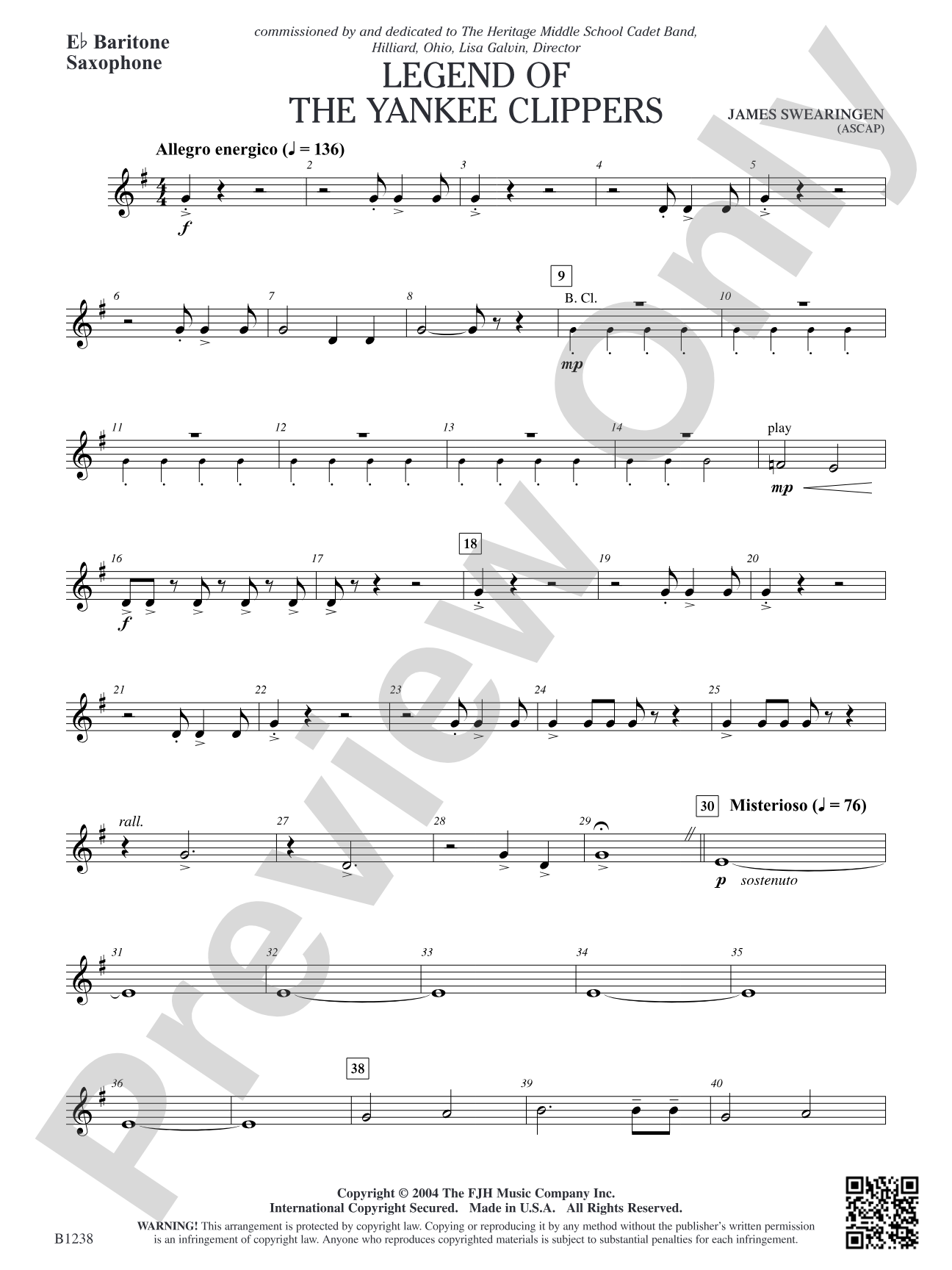 Legend of the Yankee Clippers: E-flat Baritone Saxophone