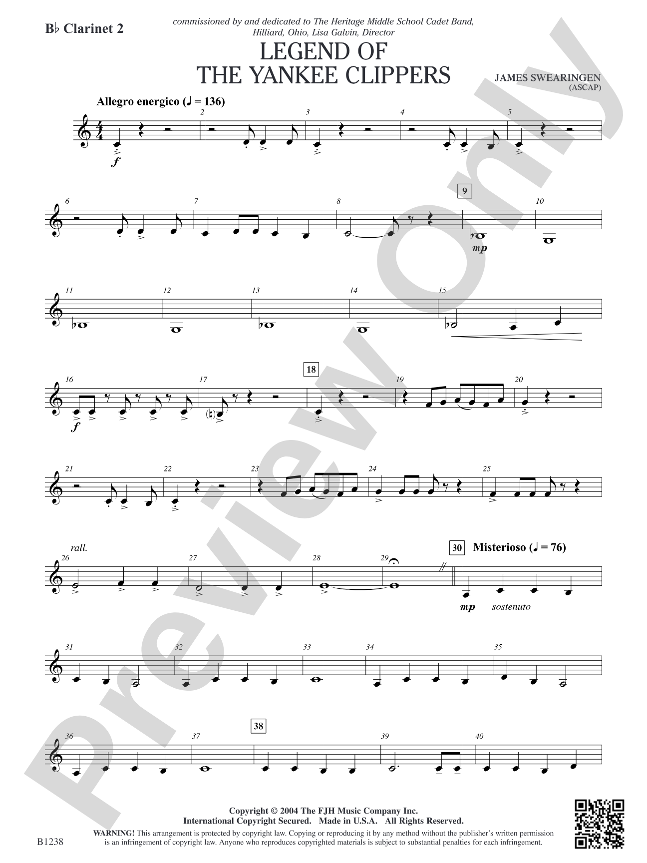 Legend of the Yankee Clippers: B-flat Clarinet 2
