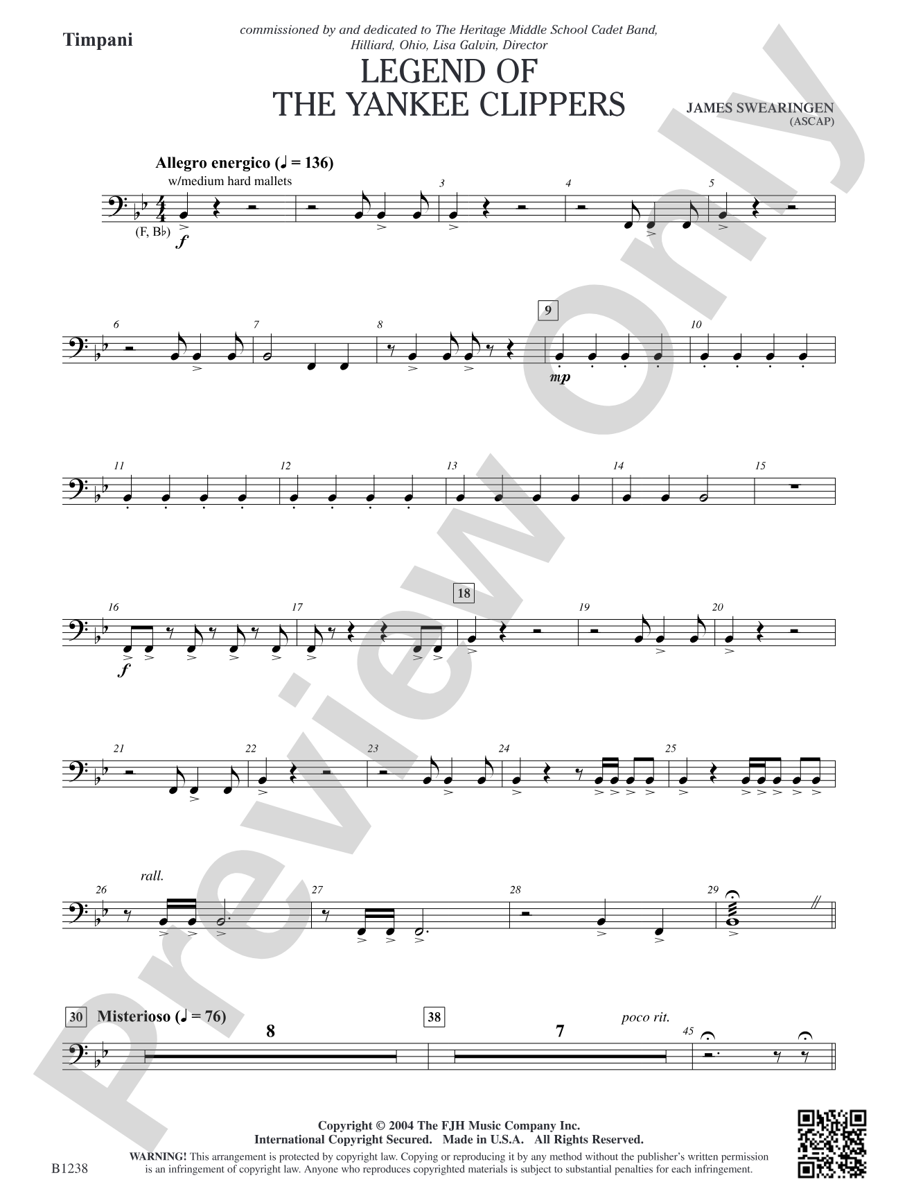 Legend of the Yankee Clippers: Timpani (Optional)