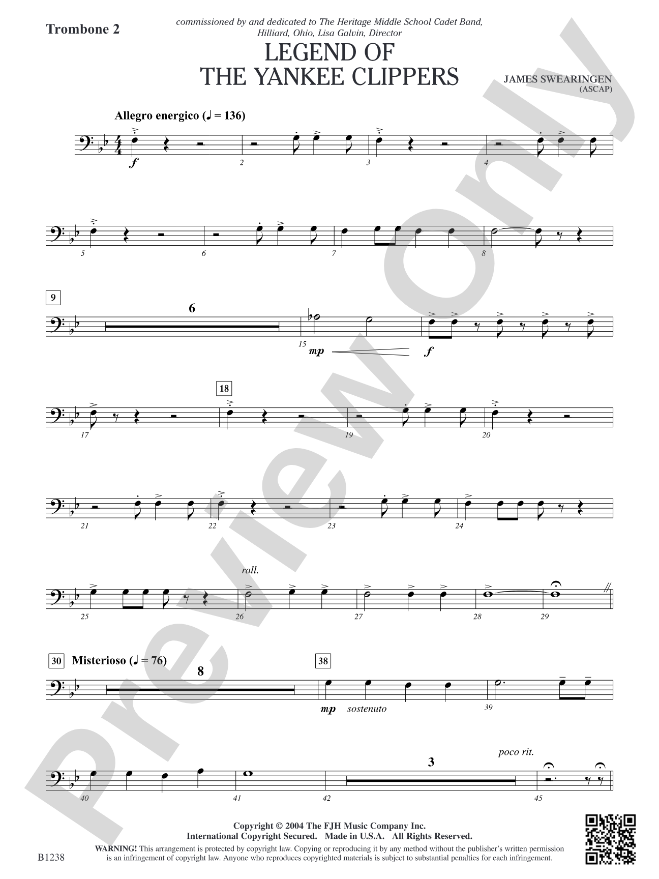 Legend of the Yankee Clippers: Trombone 2 (Optional)