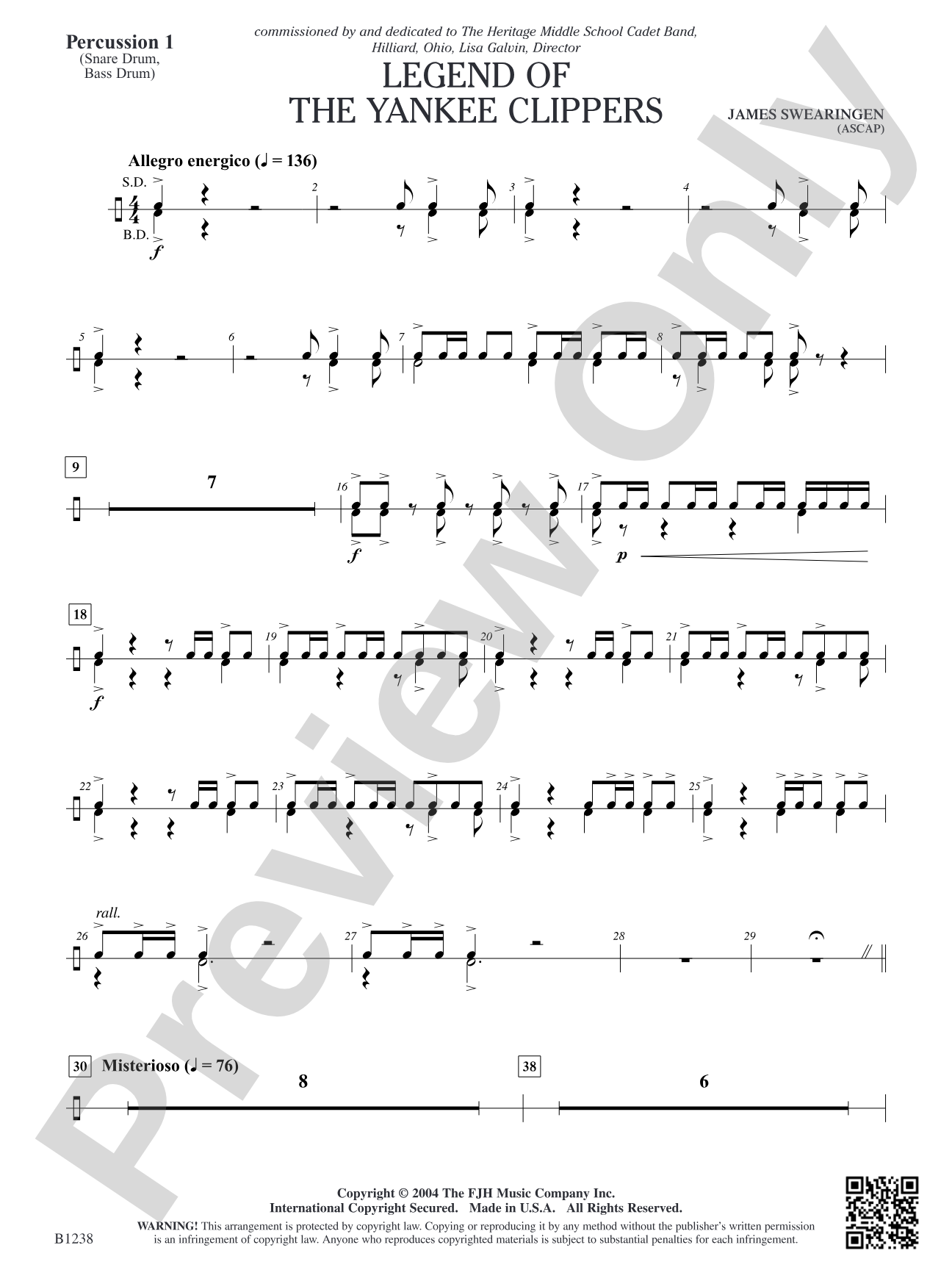 Legend of the Yankee Clippers: Percussion 1