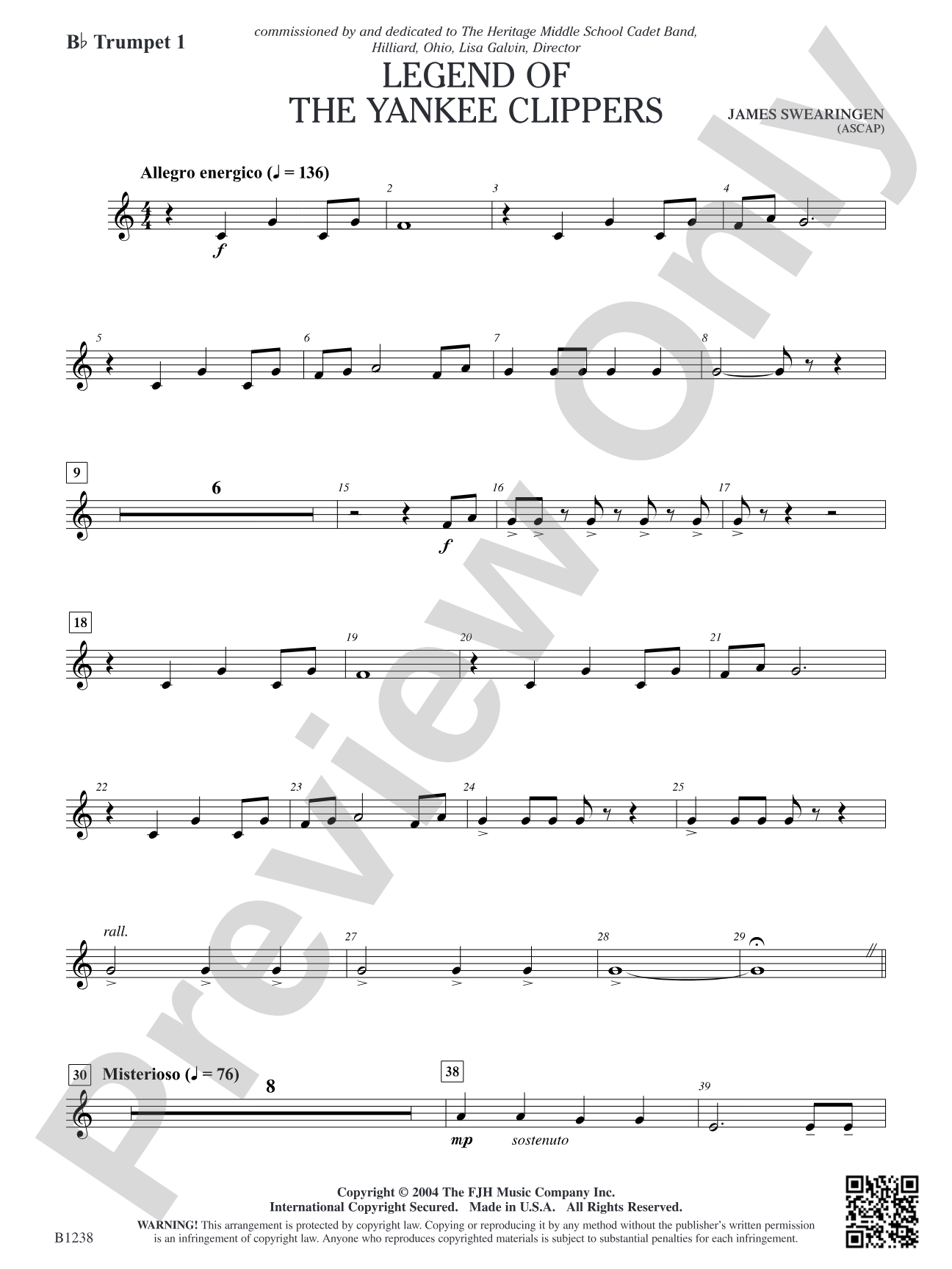 Legend of the Yankee Clippers: B-flat Trumpet 1