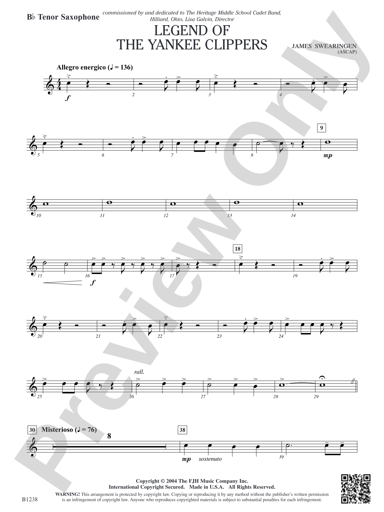 Legend of the Yankee Clippers: B-flat Tenor Saxophone