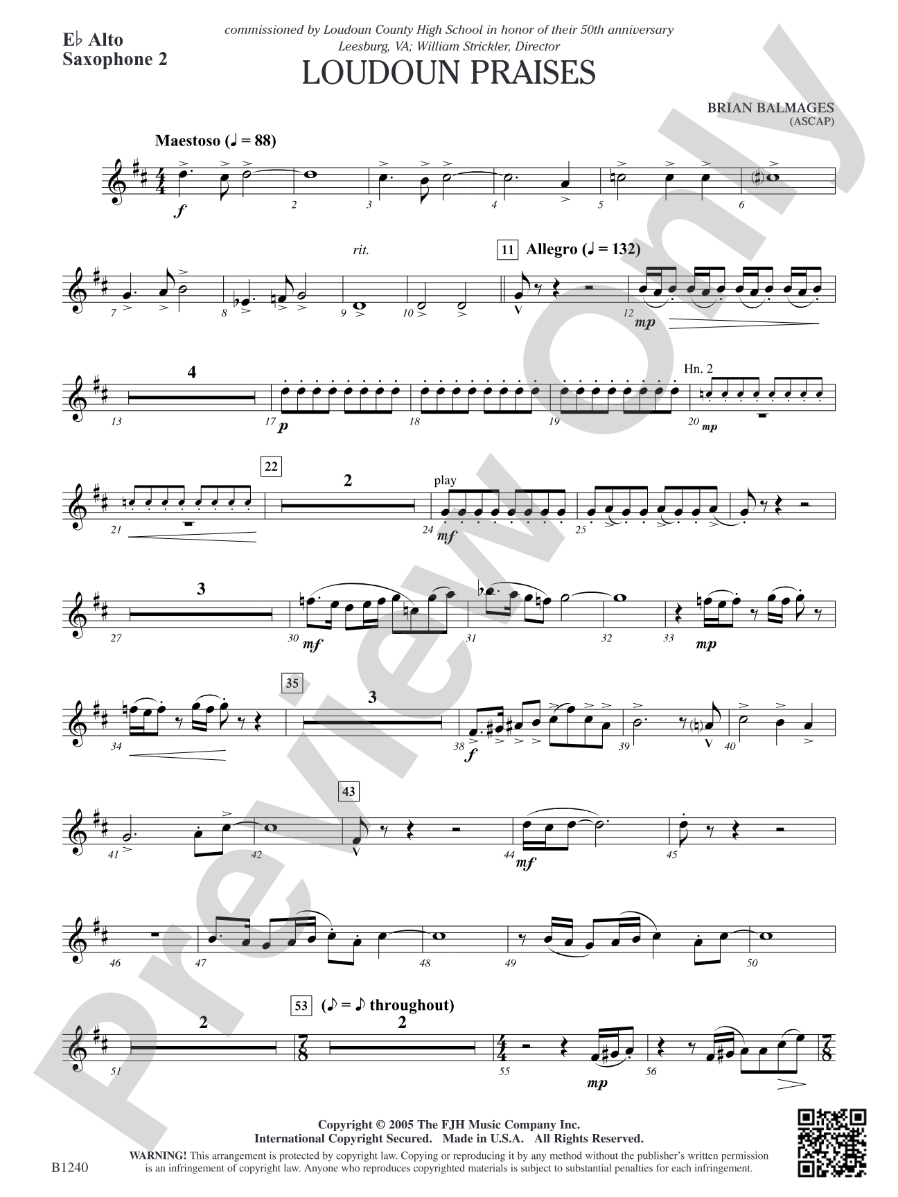 Loudoun Praises: E-flat Alto Saxophone 2