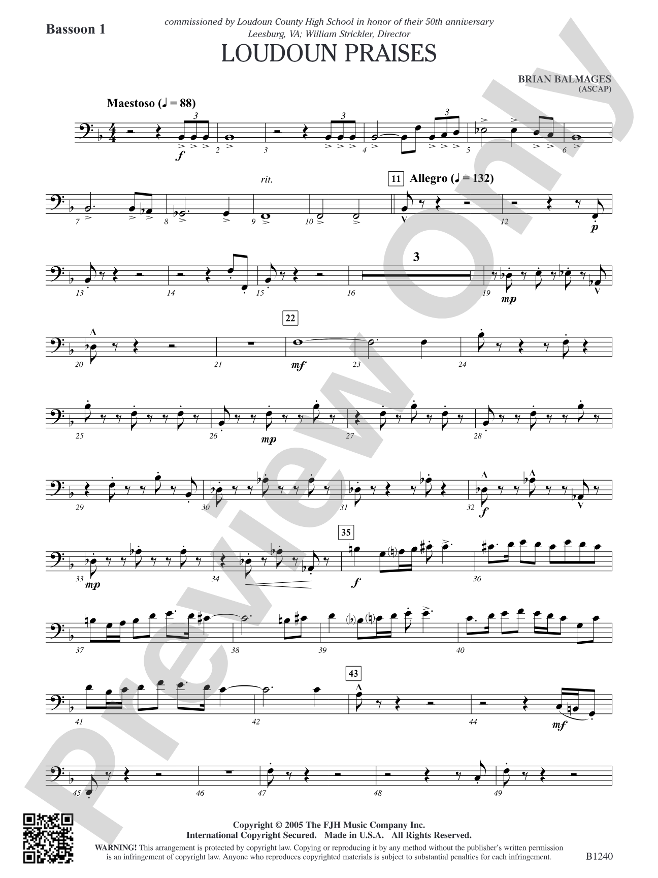 Loudoun Praises: Bassoon 1