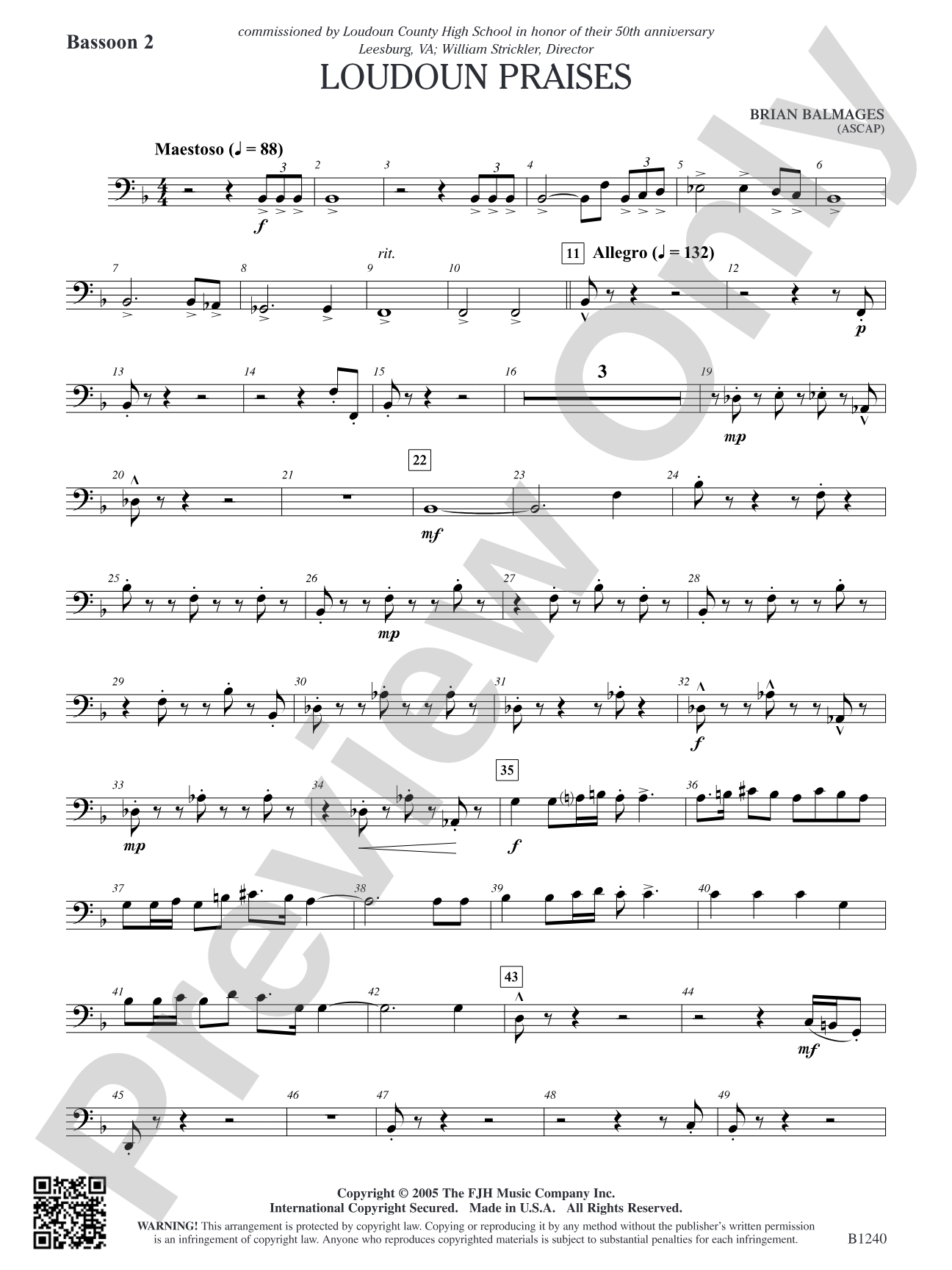 Loudoun Praises: Bassoon 2