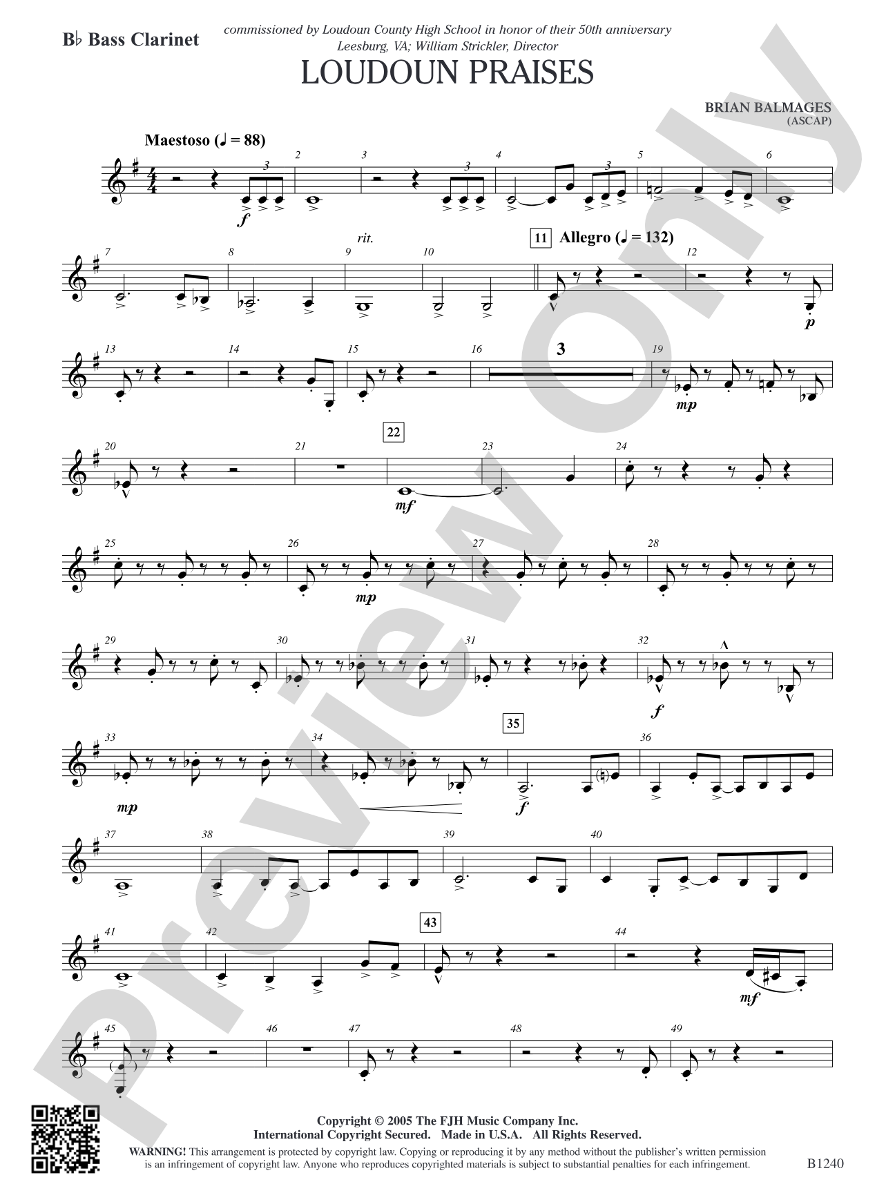Loudoun Praises: B-flat Bass Clarinet