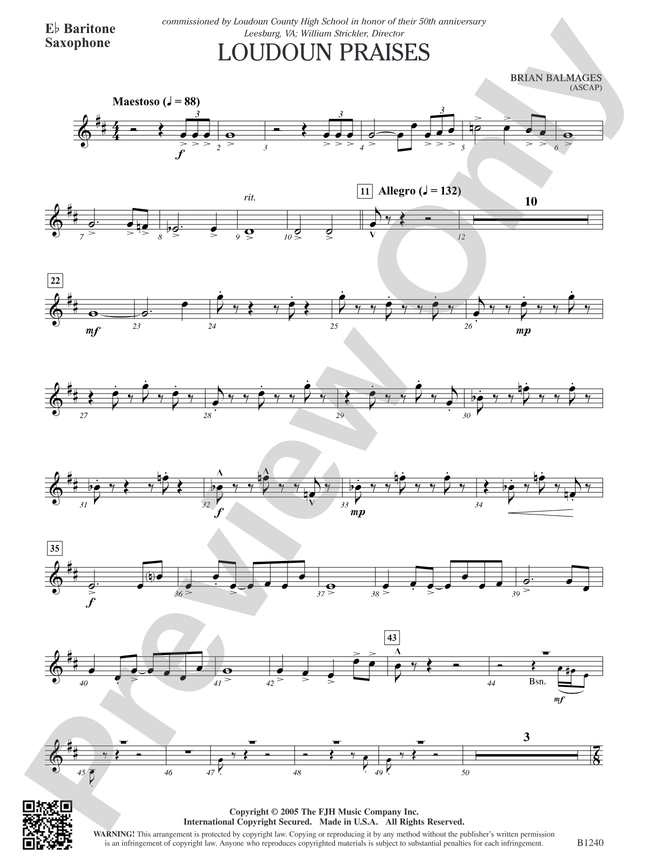 Loudoun Praises: E-flat Baritone Saxophone