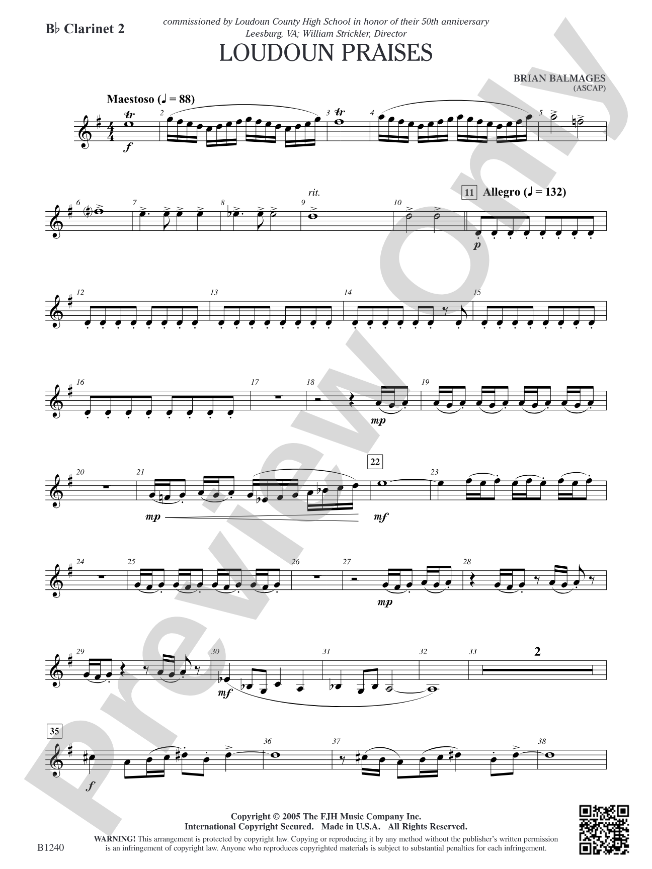 Loudoun Praises: B-flat Clarinet 2