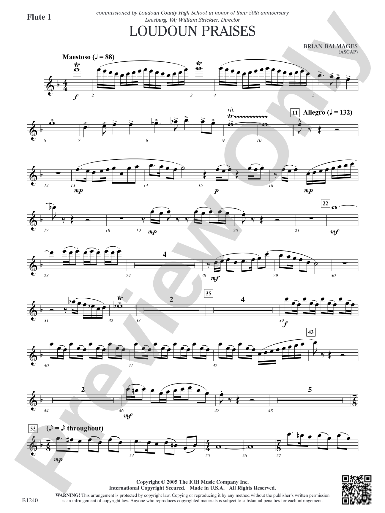 Loudoun Praises: Flute 1