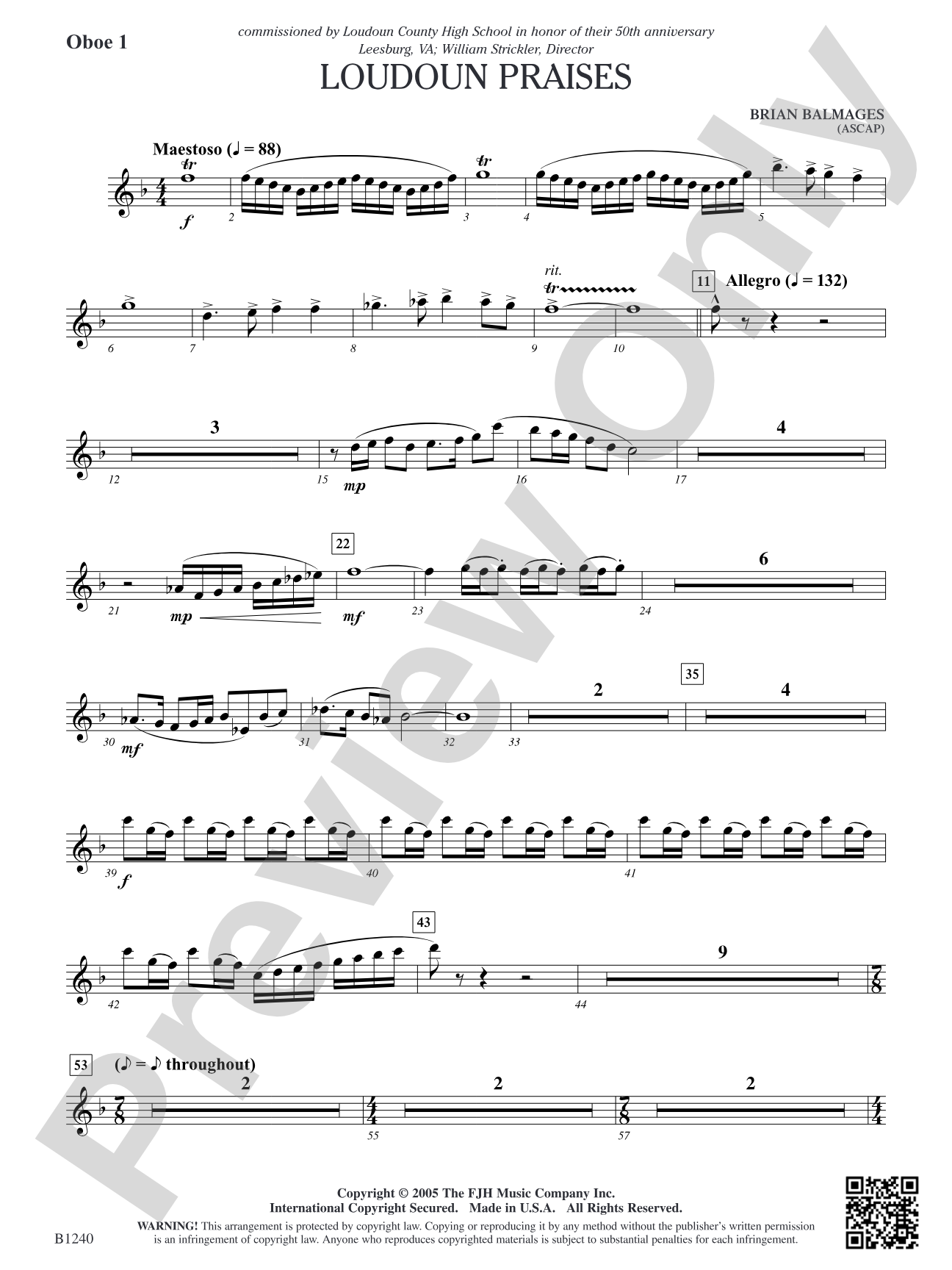 Loudoun Praises: Oboe 1