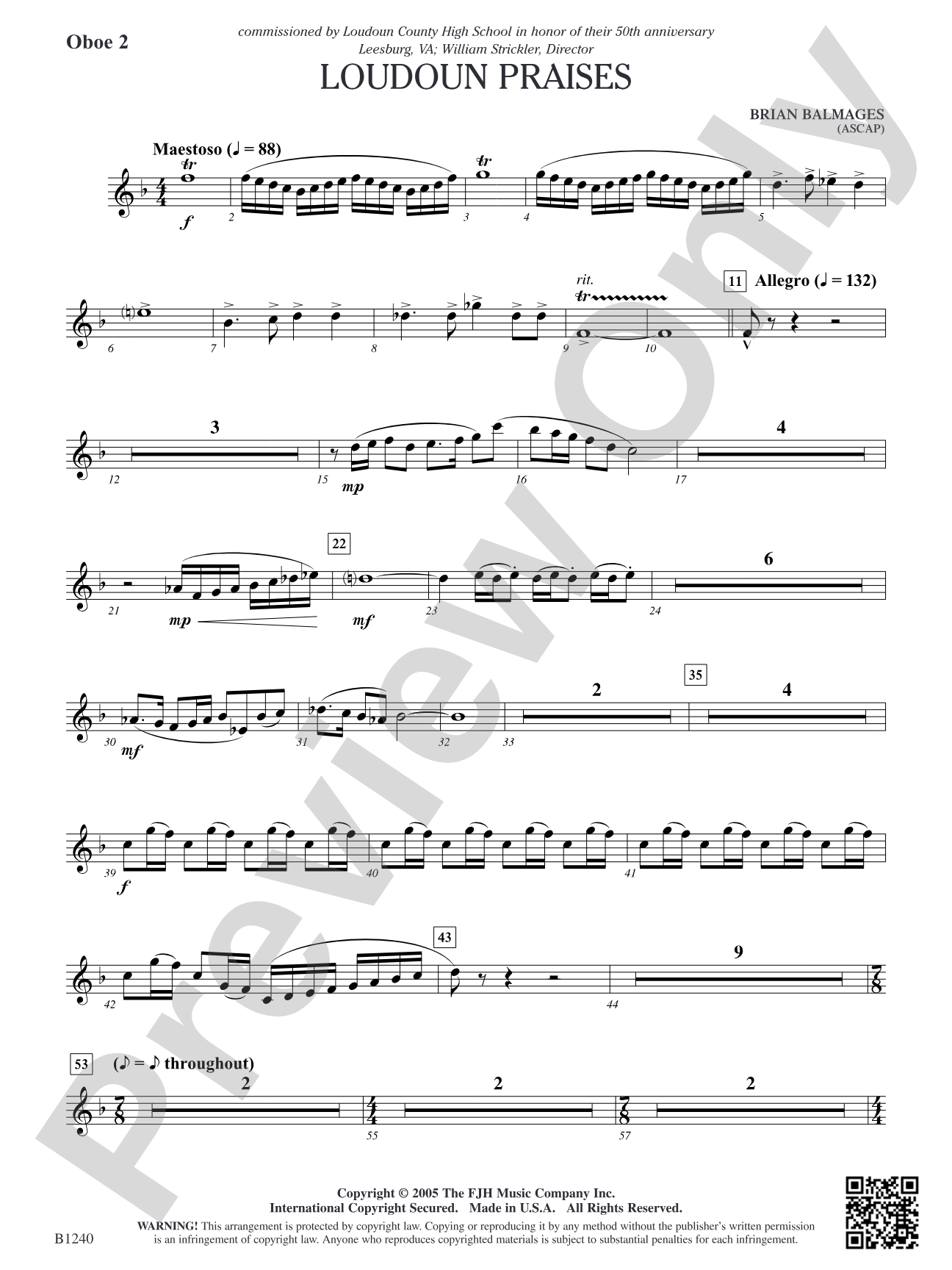 Loudoun Praises: Oboe 2