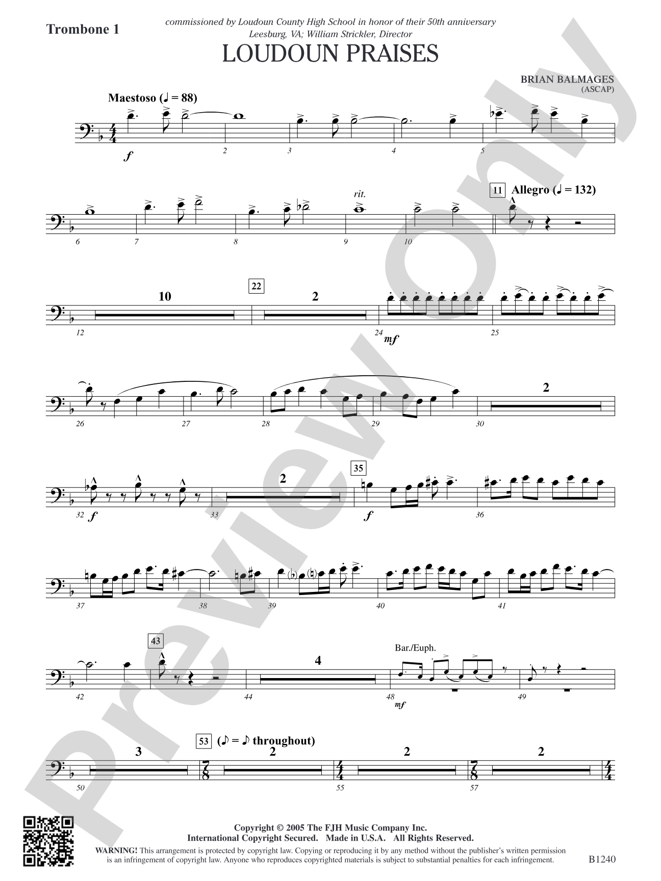 Loudoun Praises: Trombone 1