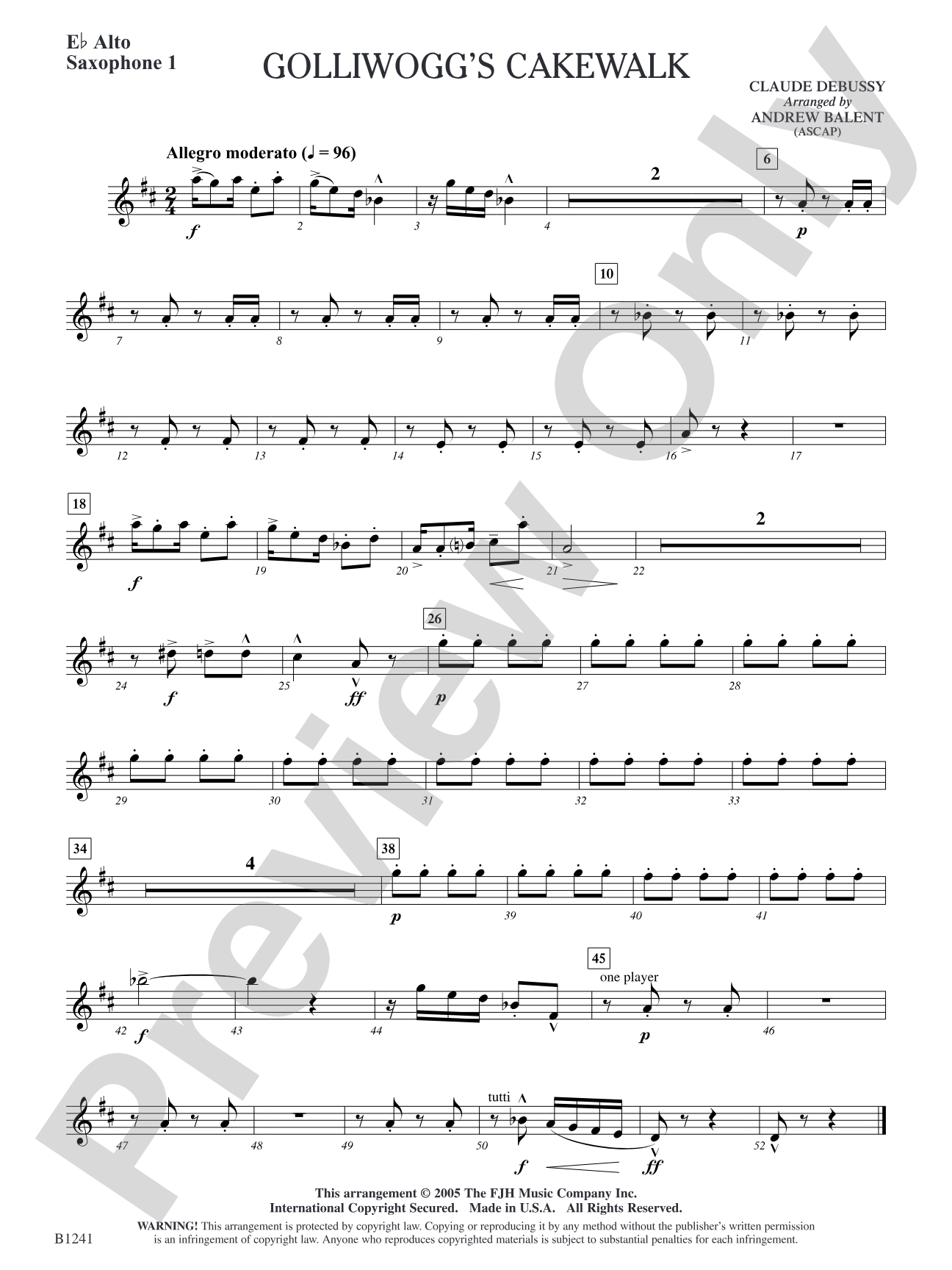 Golliwogg's Cakewalk: E-flat Alto Saxophone 1