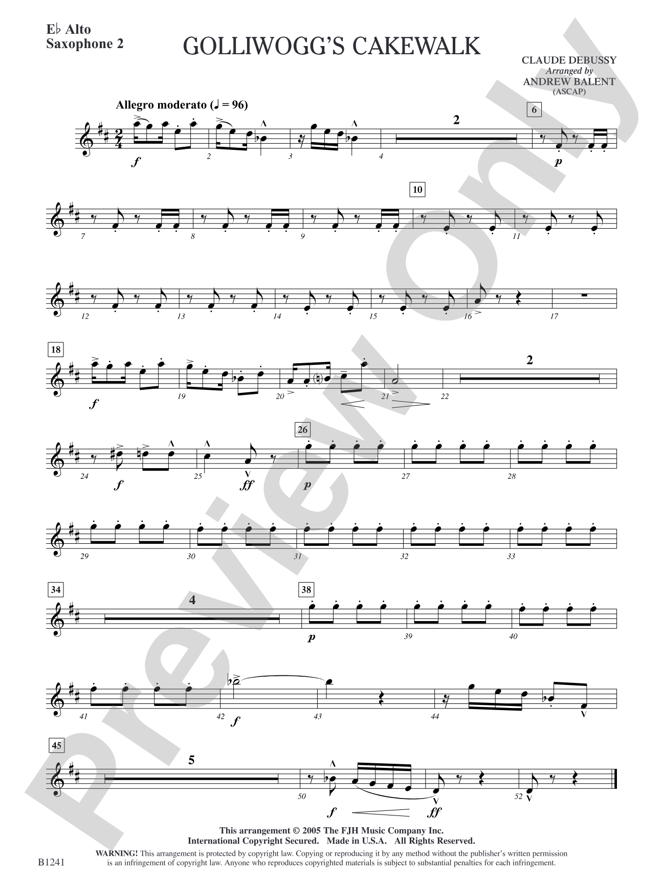 Golliwogg's Cakewalk: E-flat Alto Saxophone 2