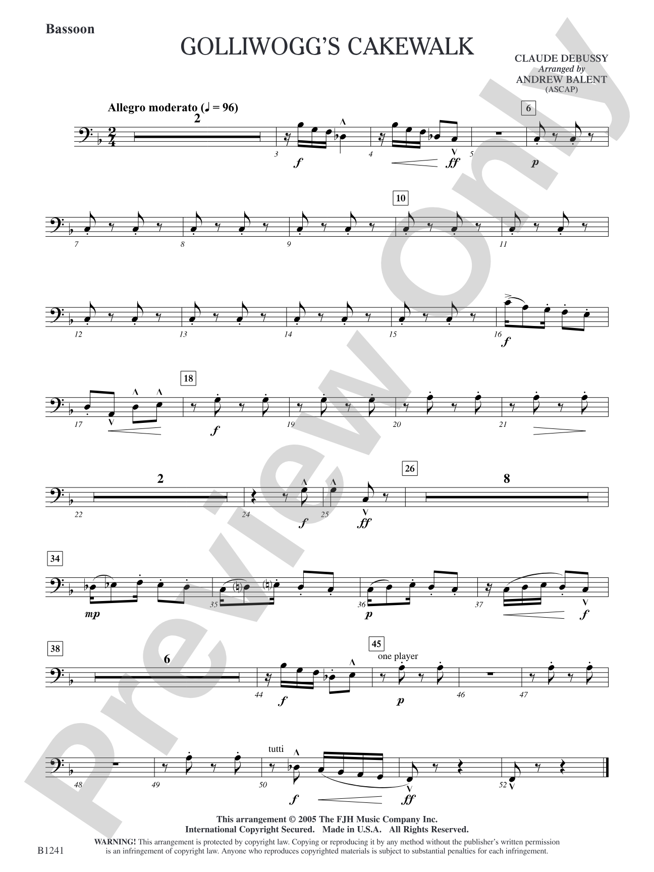 Golliwogg's Cakewalk: Bassoon