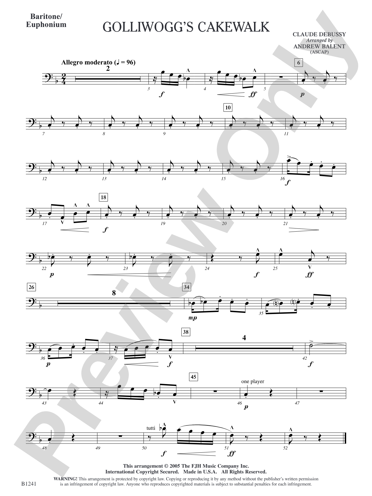 Golliwogg's Cakewalk: Baritone/Euphonium