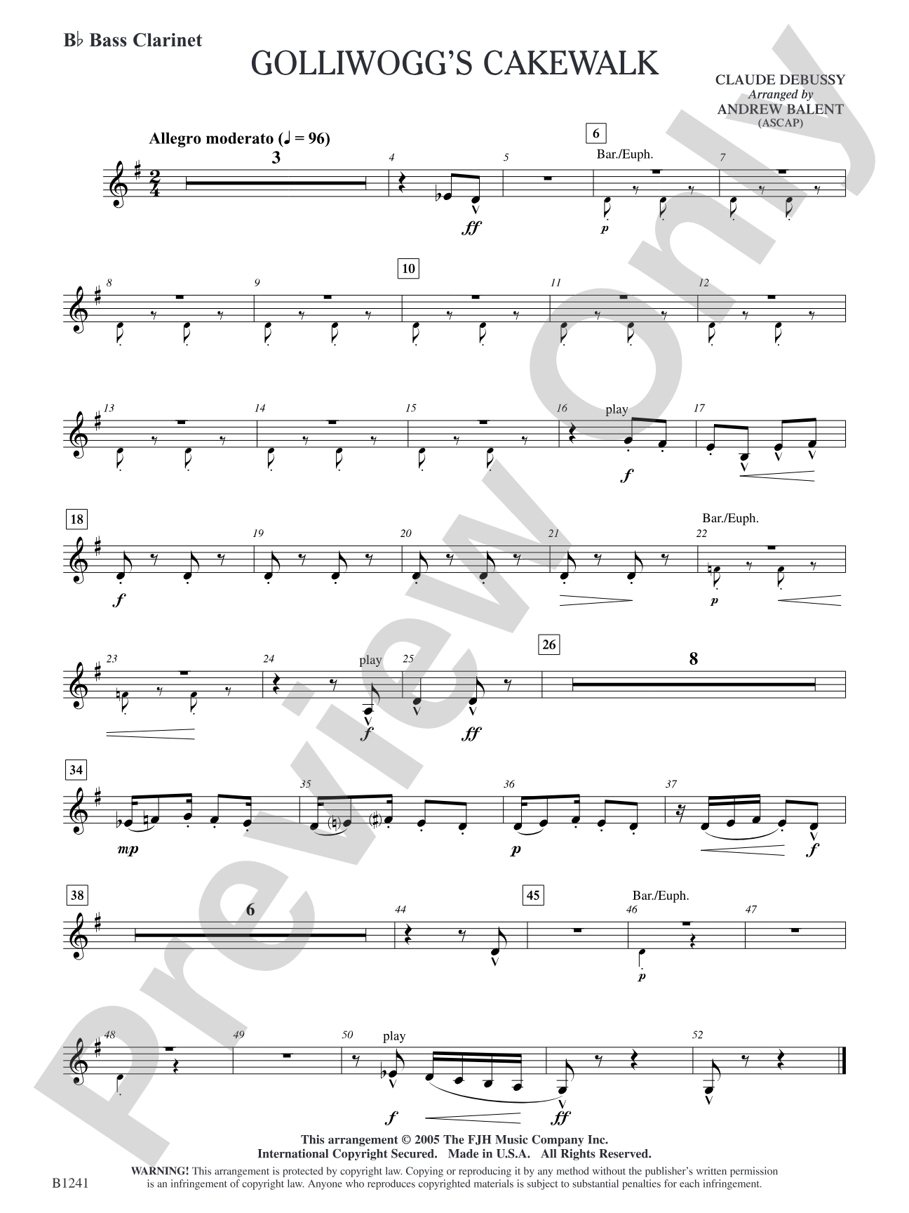 Golliwogg's Cakewalk: B-flat Bass Clarinet