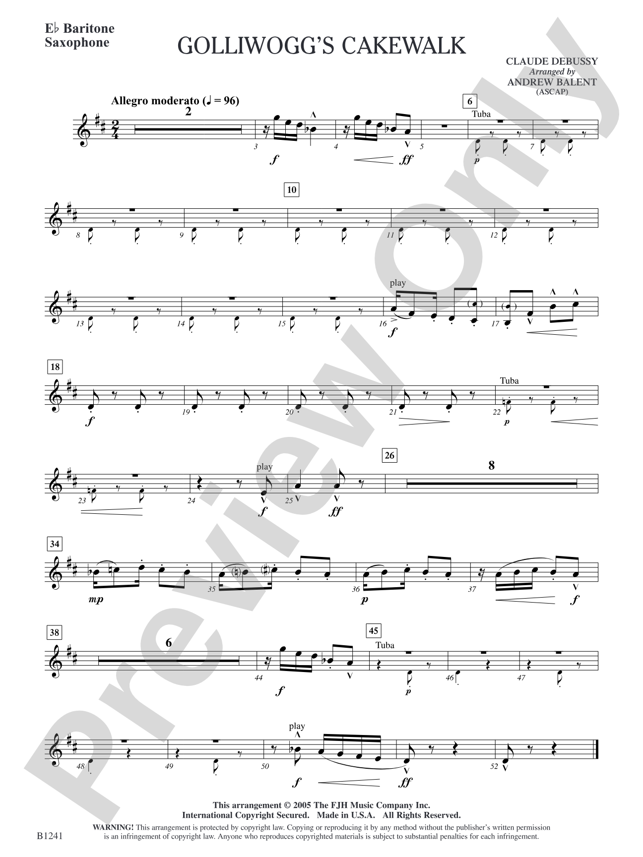 Golliwogg's Cakewalk: E-flat Baritone Saxophone