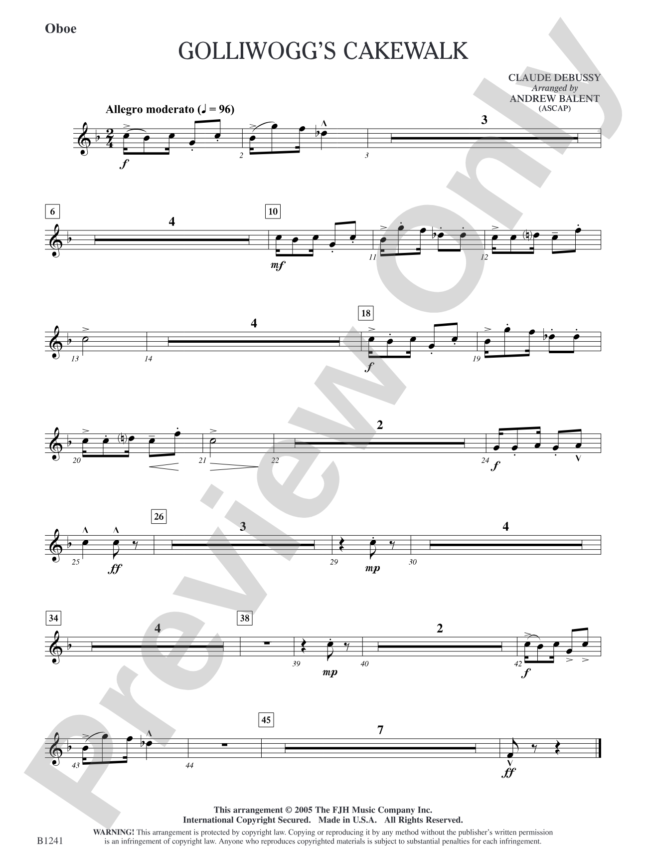 Golliwogg's Cakewalk: Oboe