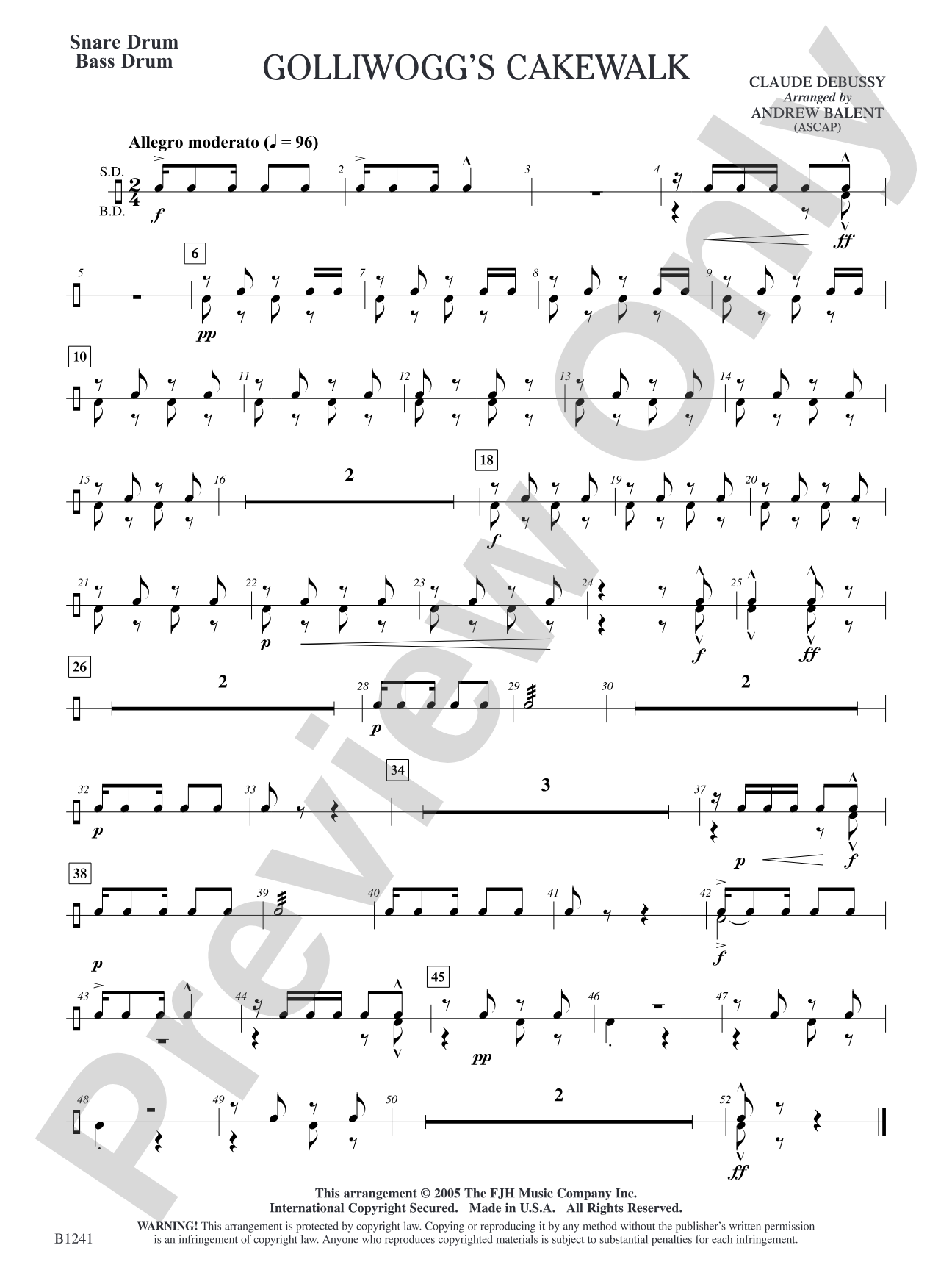 Golliwogg's Cakewalk: Snare Drum/Bass Drum
