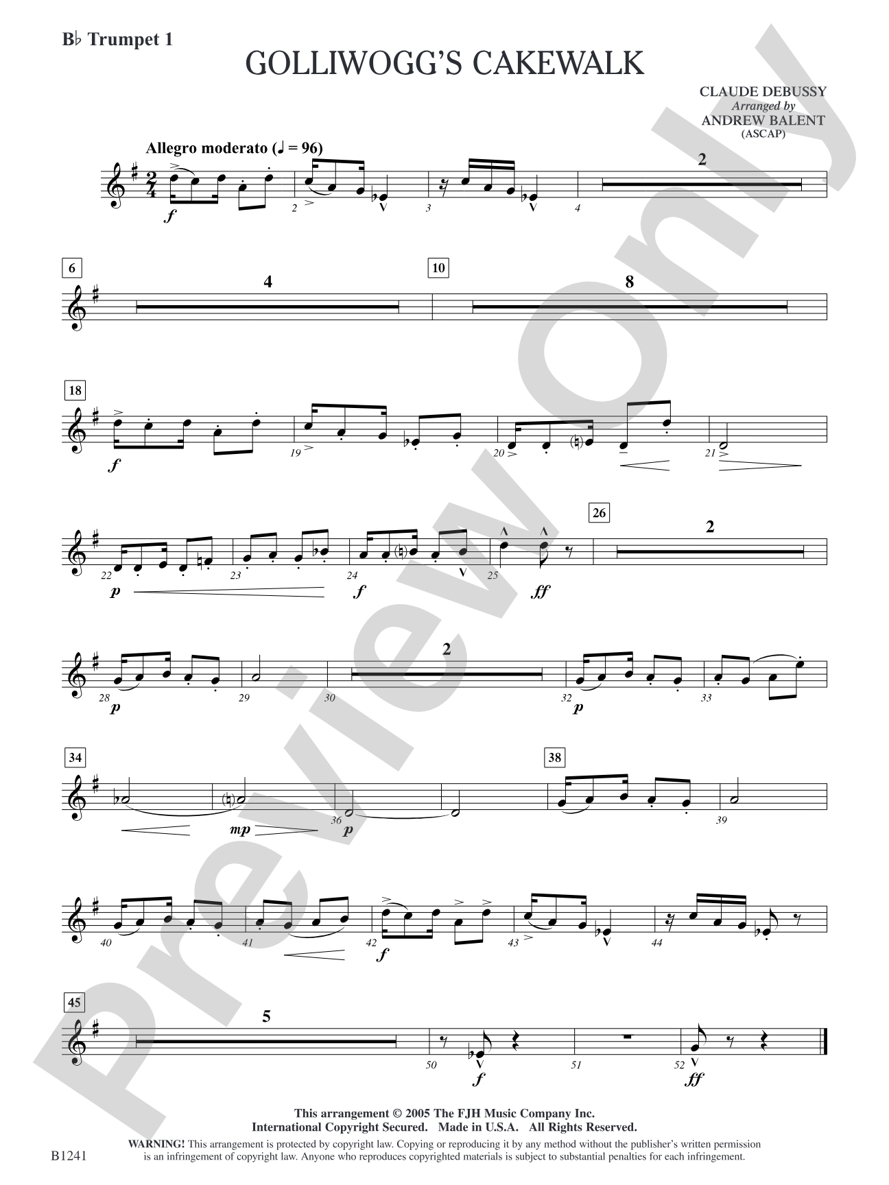 Golliwogg's Cakewalk: B-flat Trumpet 1