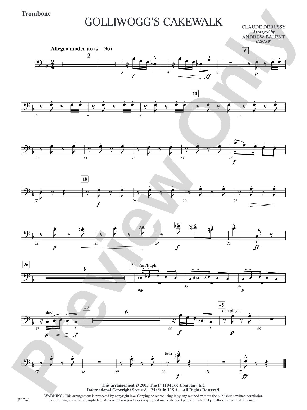 Golliwogg's Cakewalk: Trombone