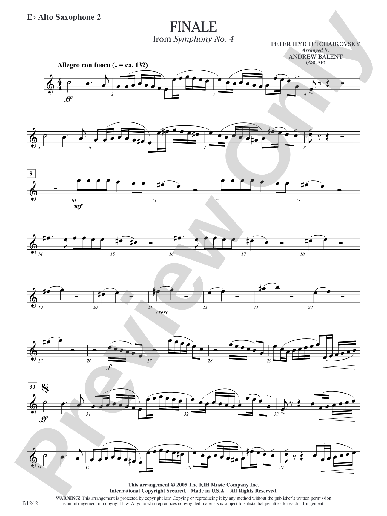 Finale from Symphony No. 4: E-flat Alto Saxophone 2