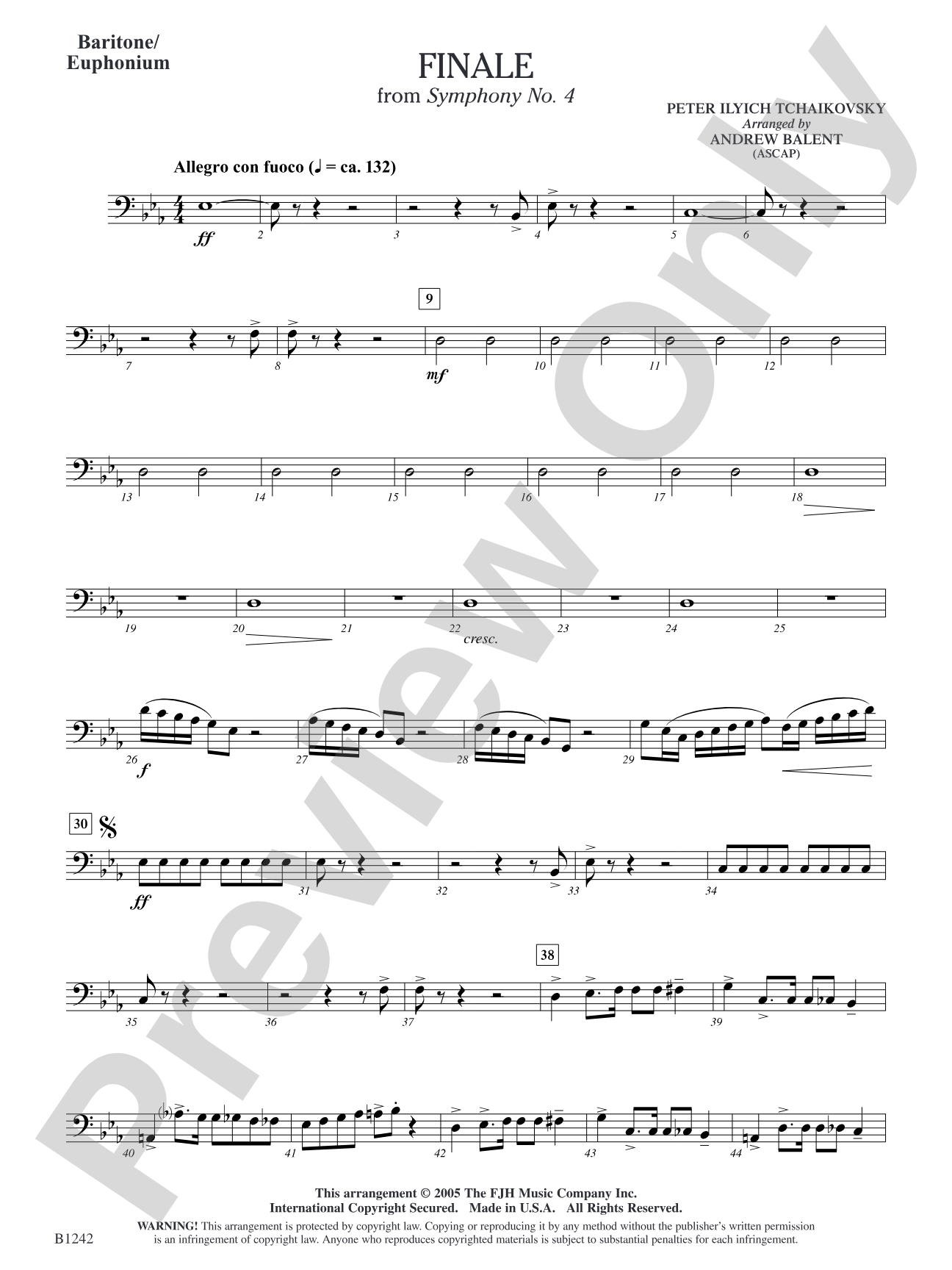 Finale from Symphony No. 4: Baritone/Euphonium