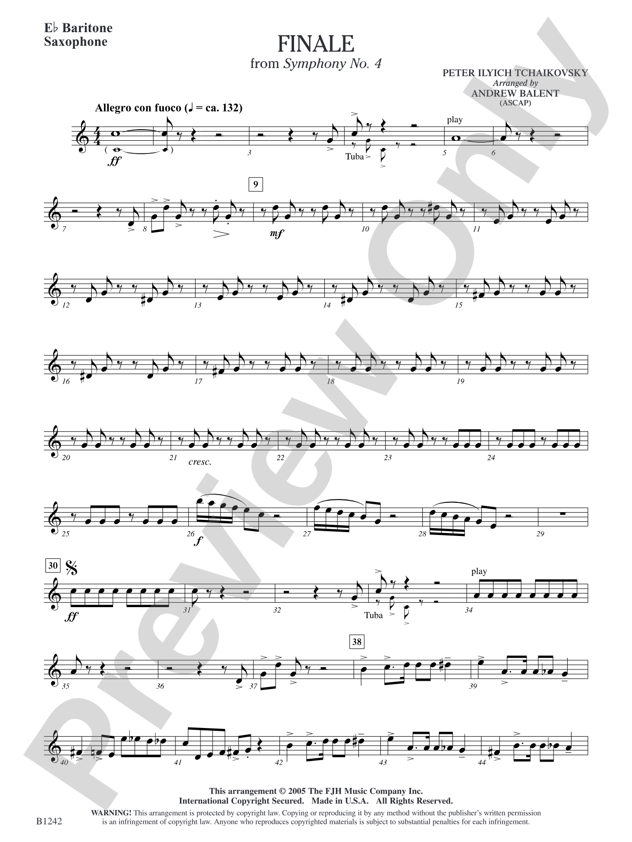 Finale from Symphony No. 4: E-flat Baritone Saxophone