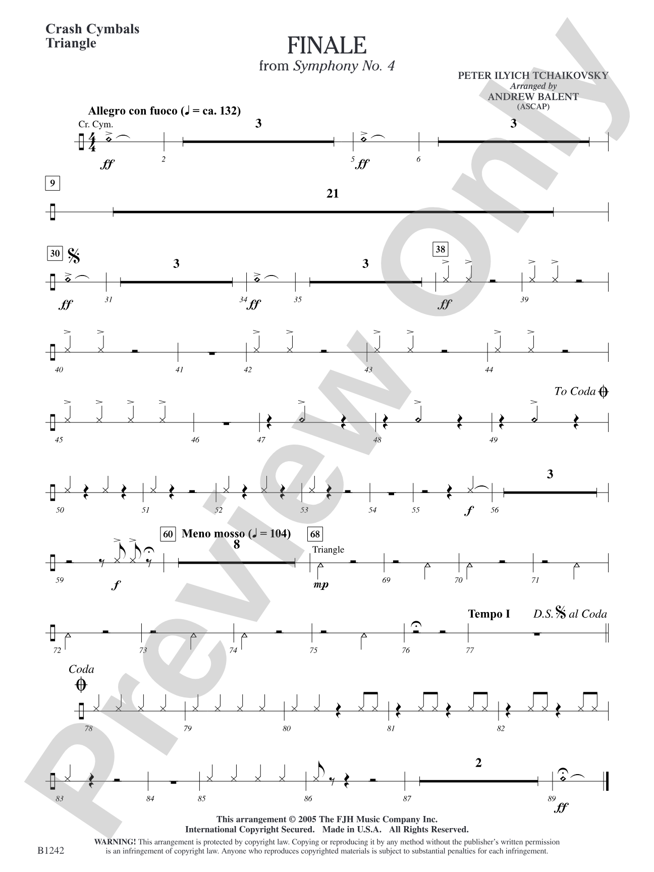 Finale from Symphony No. 4: Crash Cymbals/Triangle