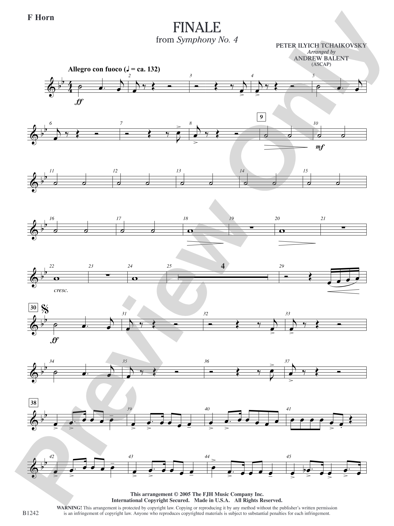 Finale from Symphony No. 4: F Horn