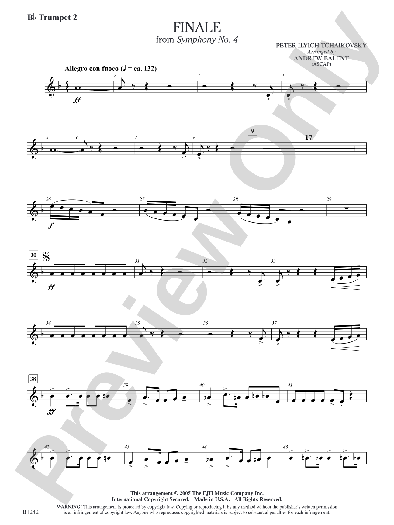 Finale from Symphony No. 4: B-flat Trumpet 2