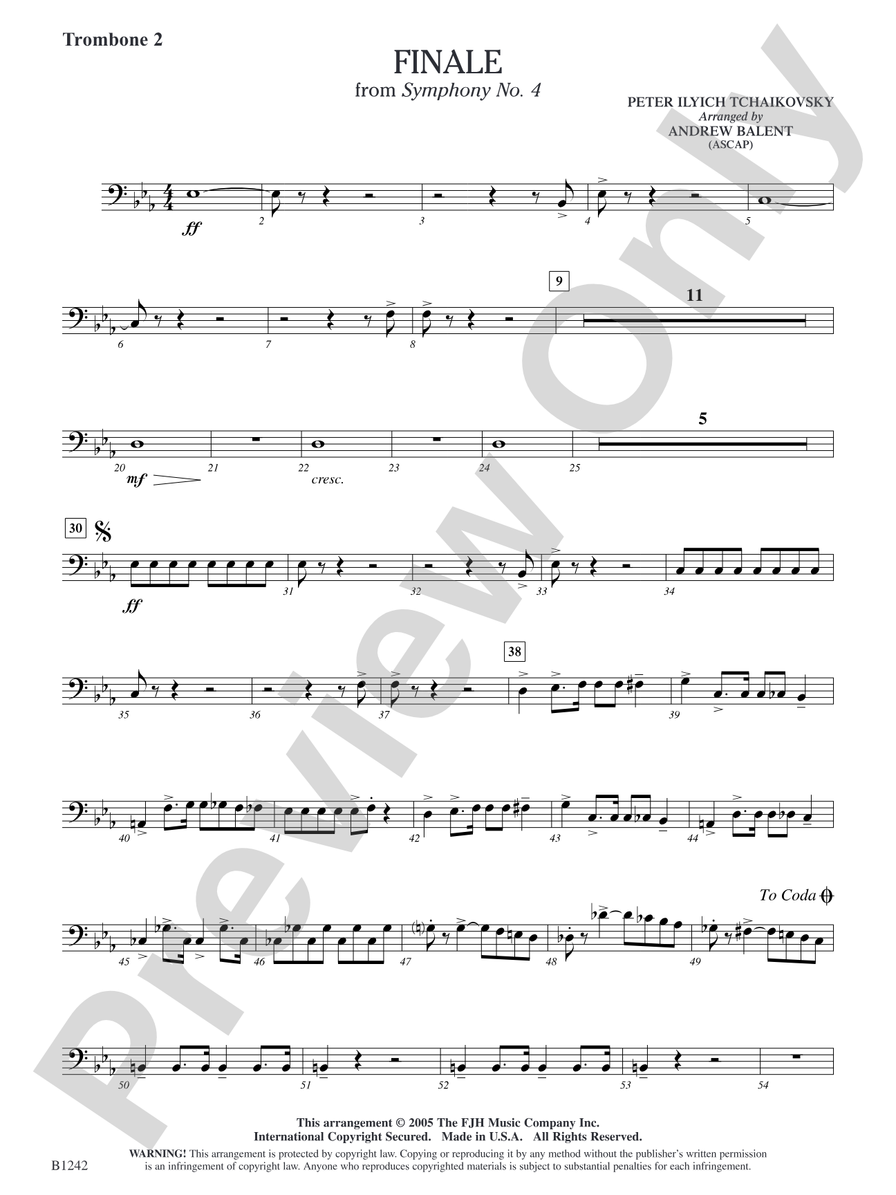 Finale from Symphony No. 4: Trombone 2