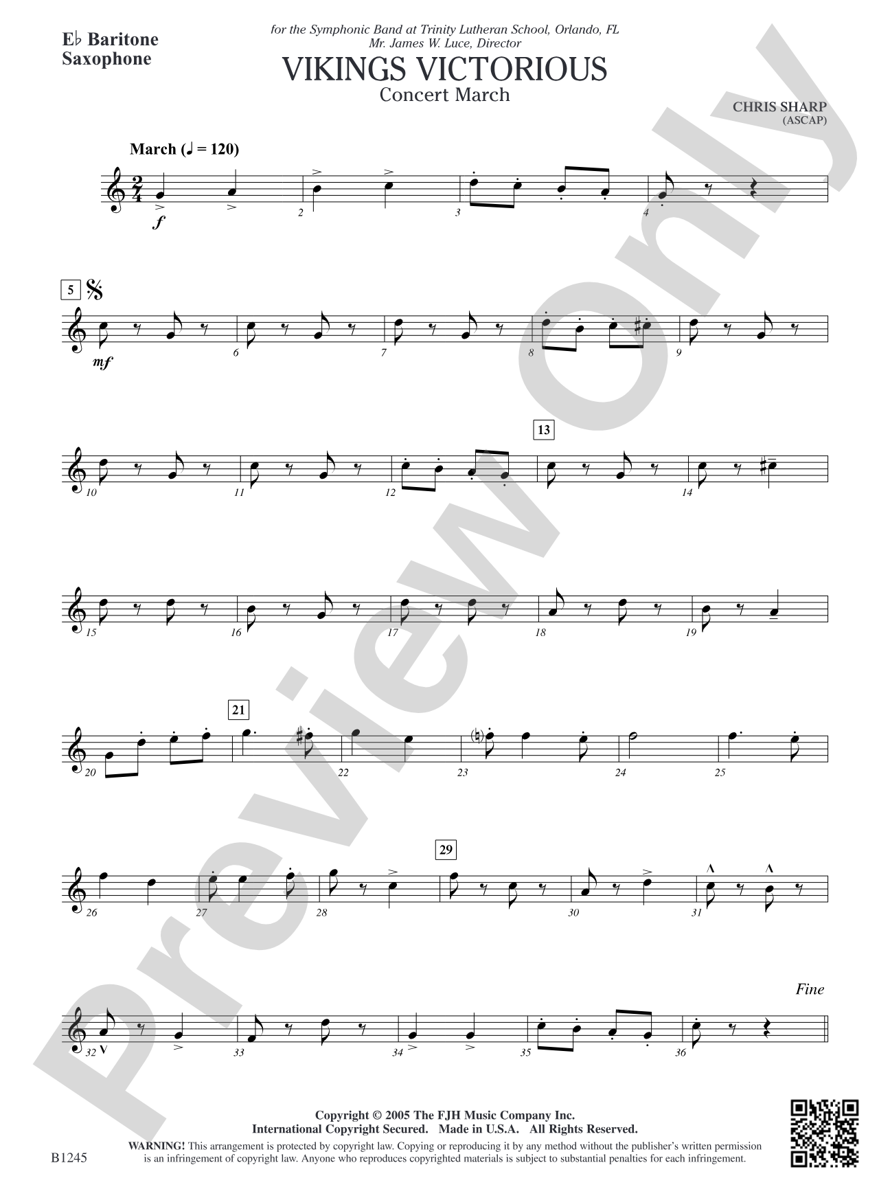 Vikings Victorious Concert March: E-flat Baritone Saxophone