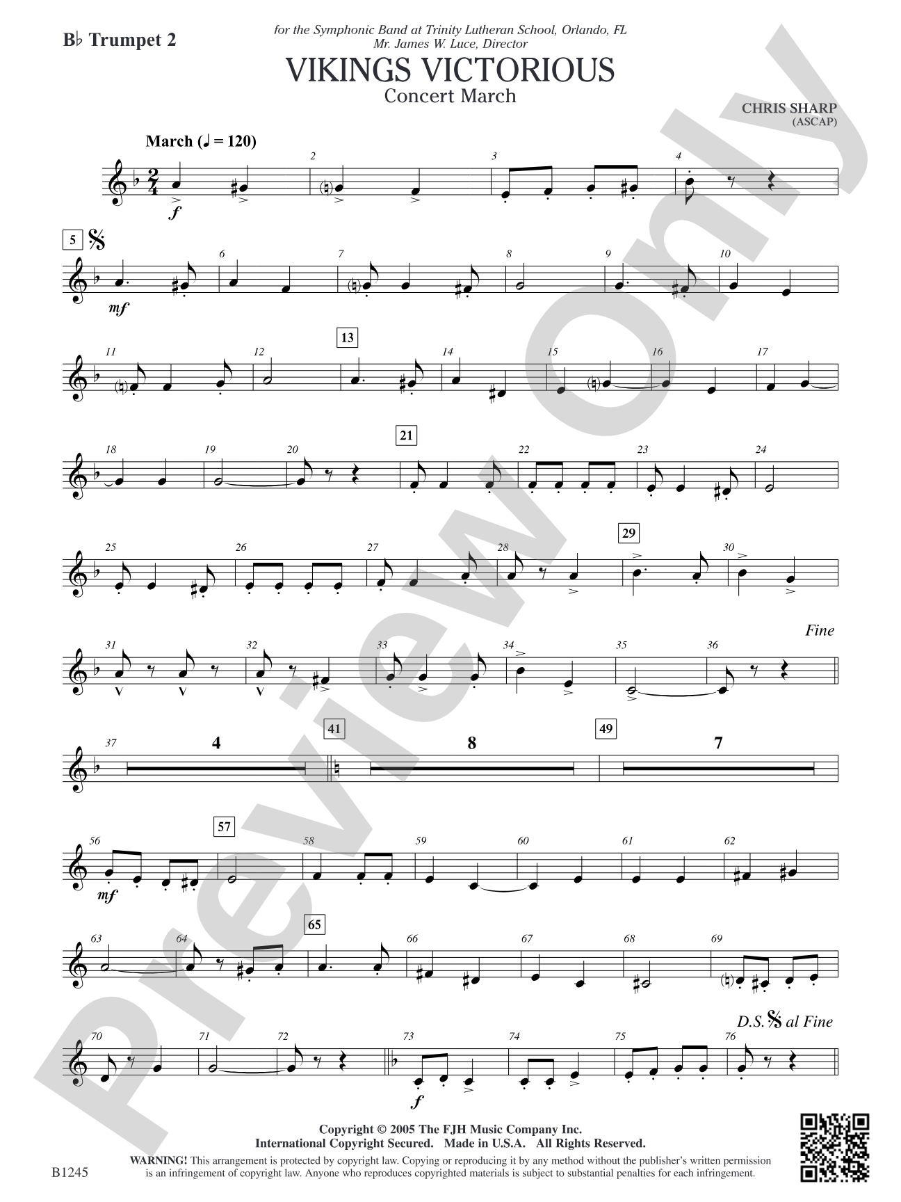 Vikings Victorious Concert March: B-flat Trumpet 2