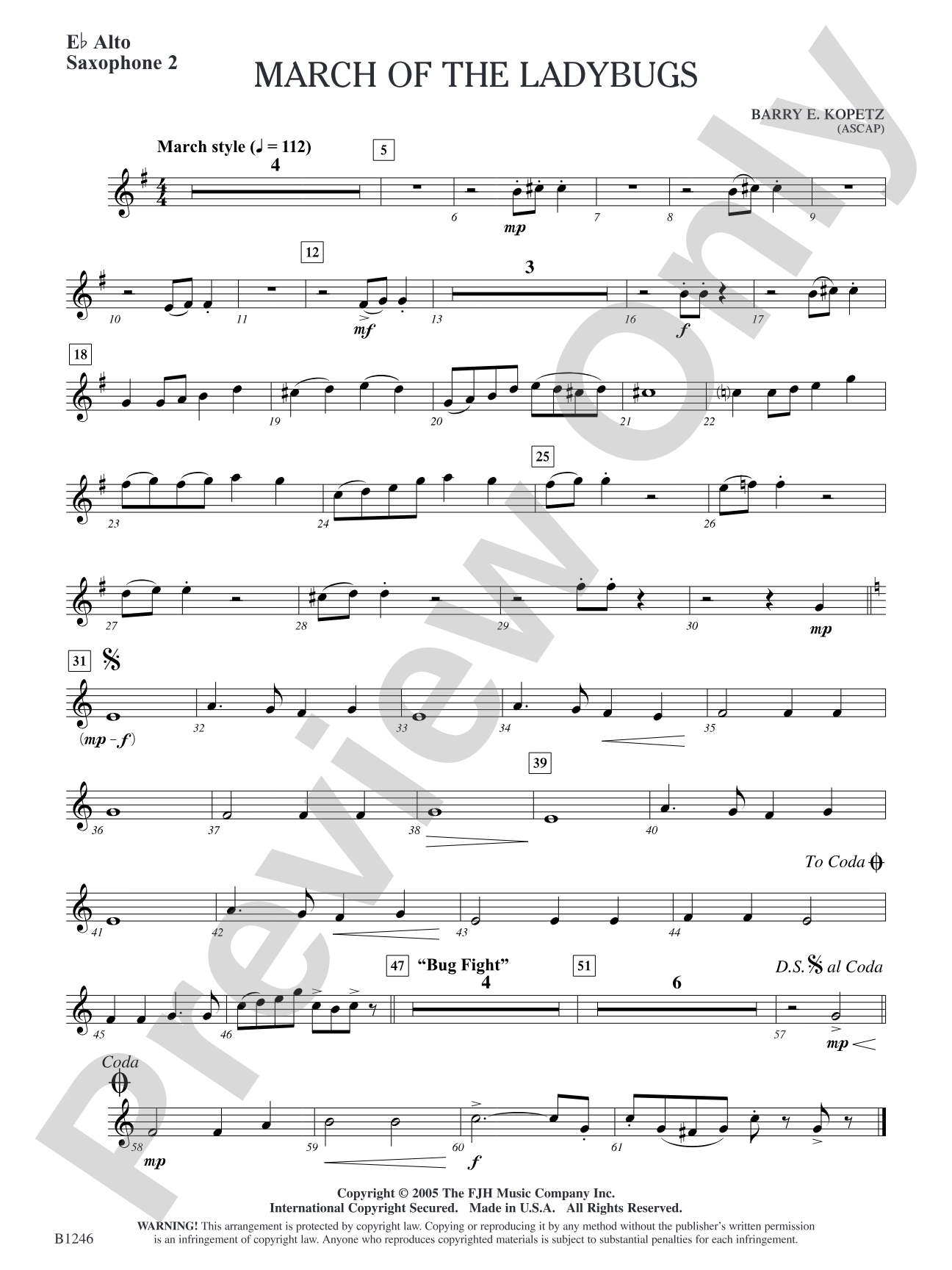March of the Ladybugs: E-flat Alto Saxophone 2