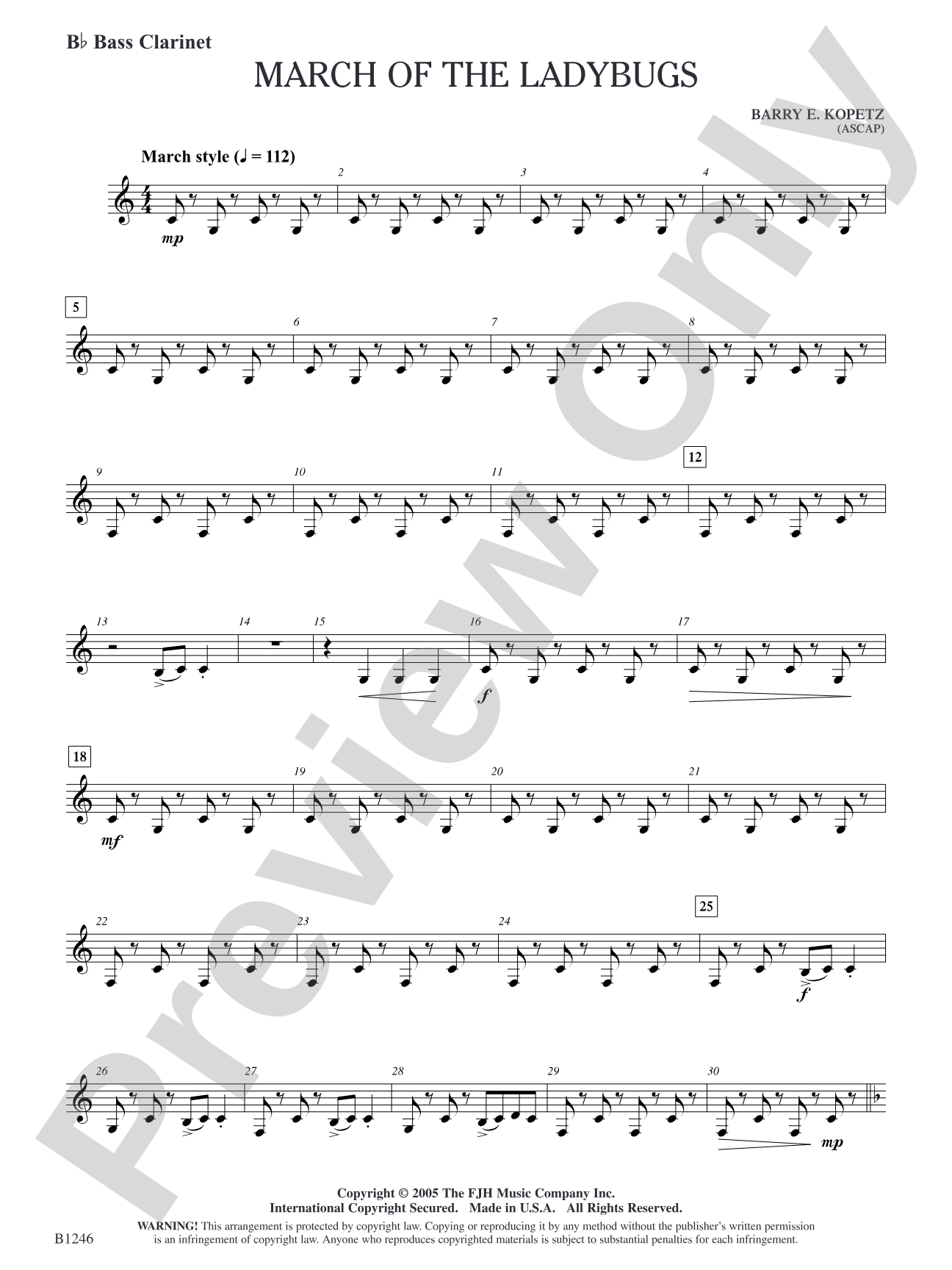March of the Ladybugs: B-flat Bass Clarinet