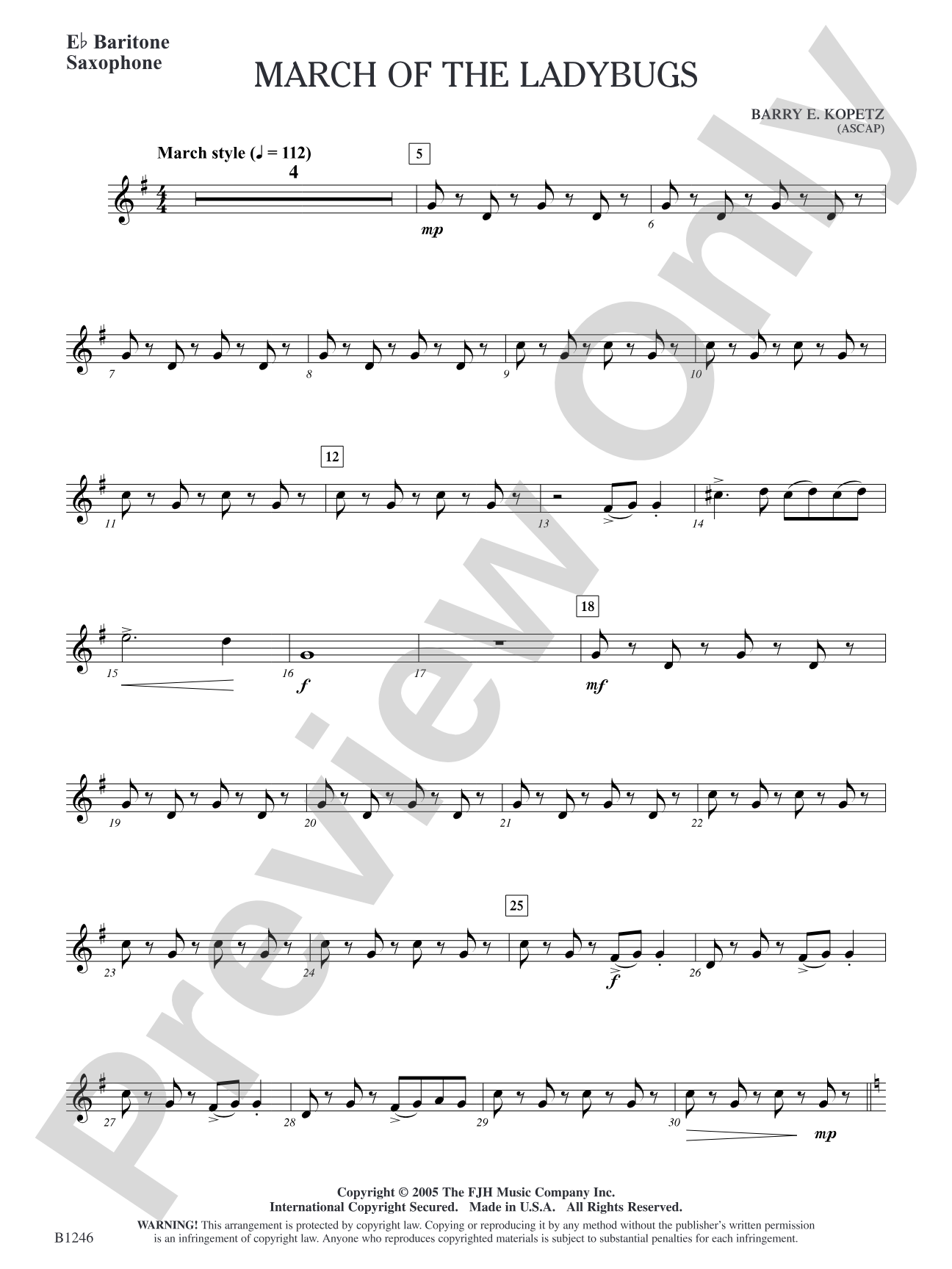 March of the Ladybugs: E-flat Baritone Saxophone