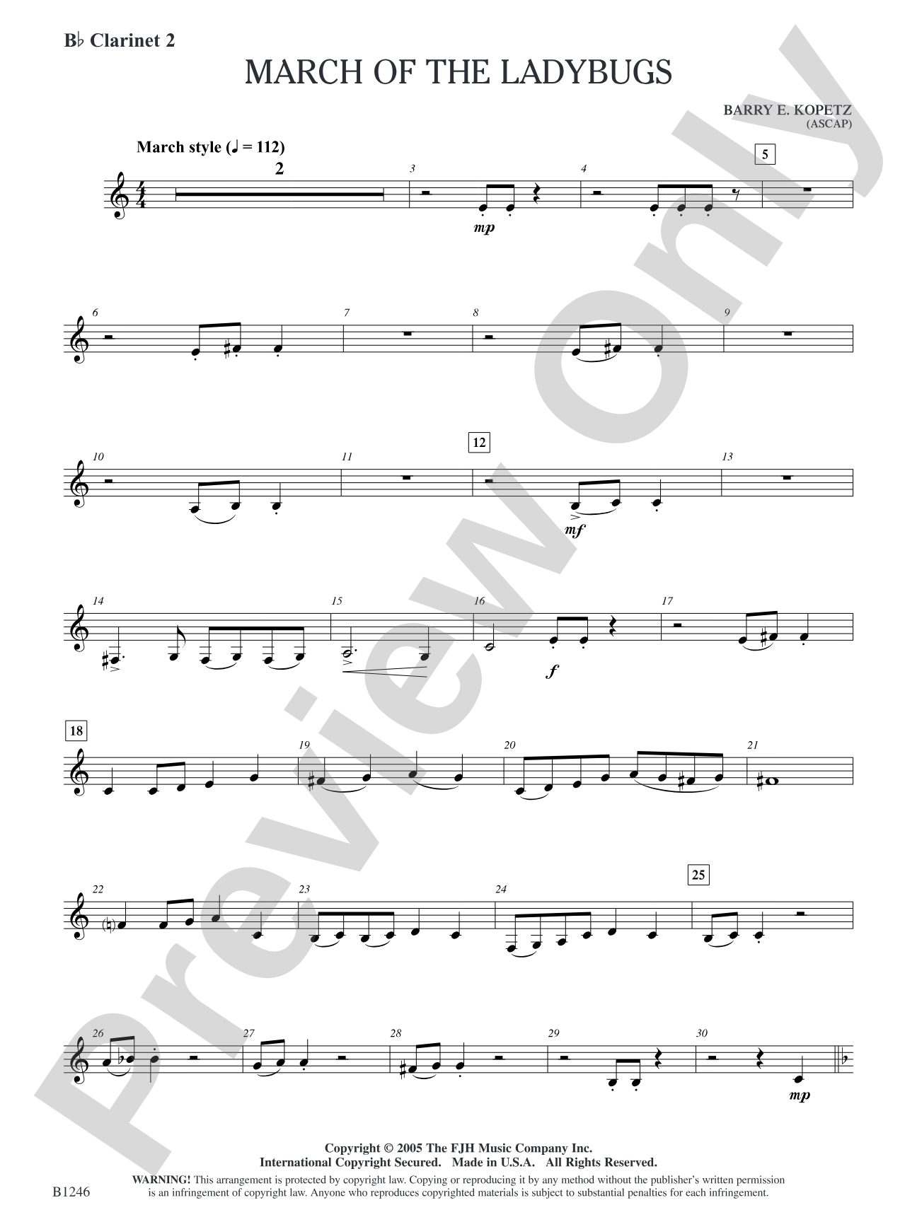 March of the Ladybugs: B-flat Clarinet 2