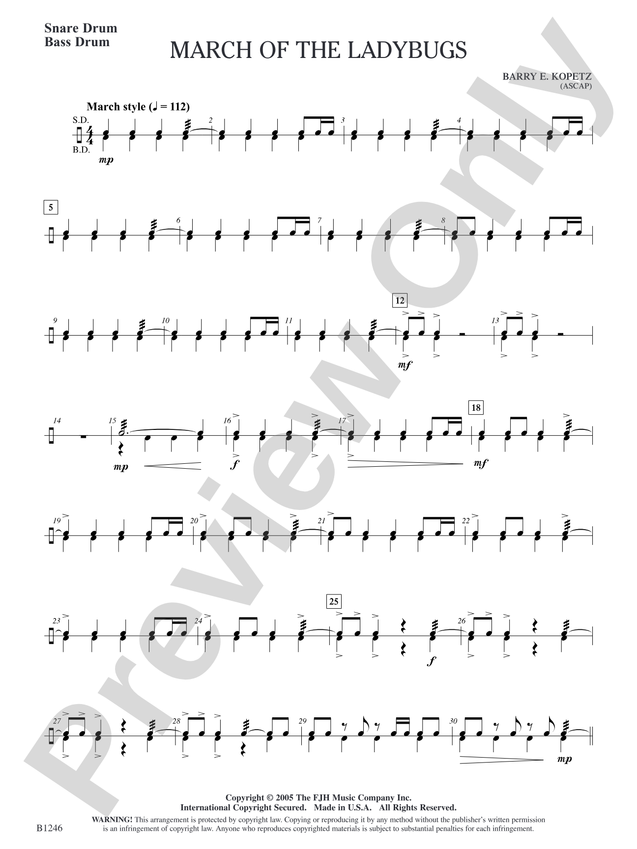 March of the Ladybugs: Snare Drum/Bass Drum