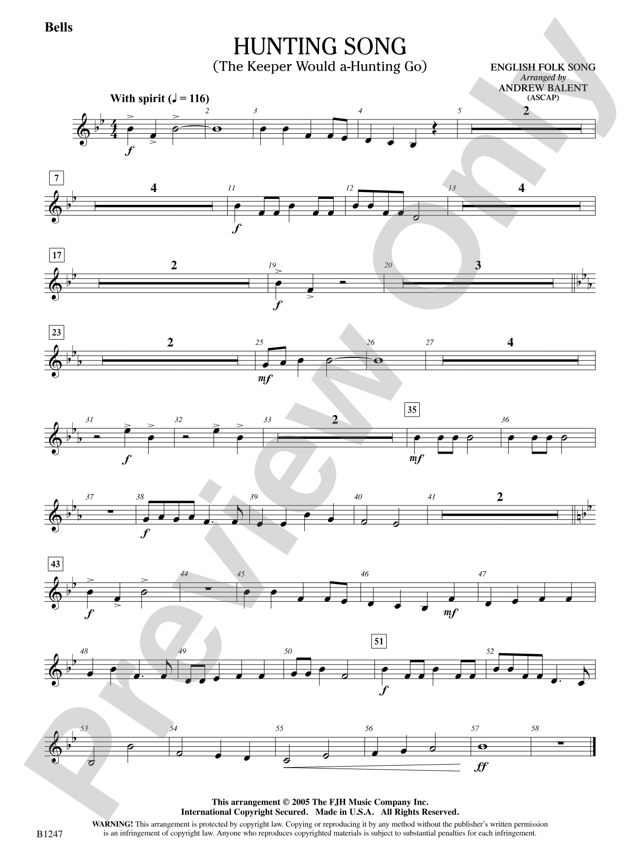 Hunting Song (The Keeper Would A-Hunting Go): Bells