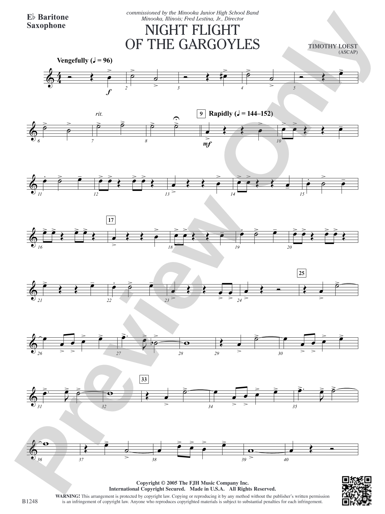 Night Flight of the Gargoyles: E-flat Baritone Saxophone