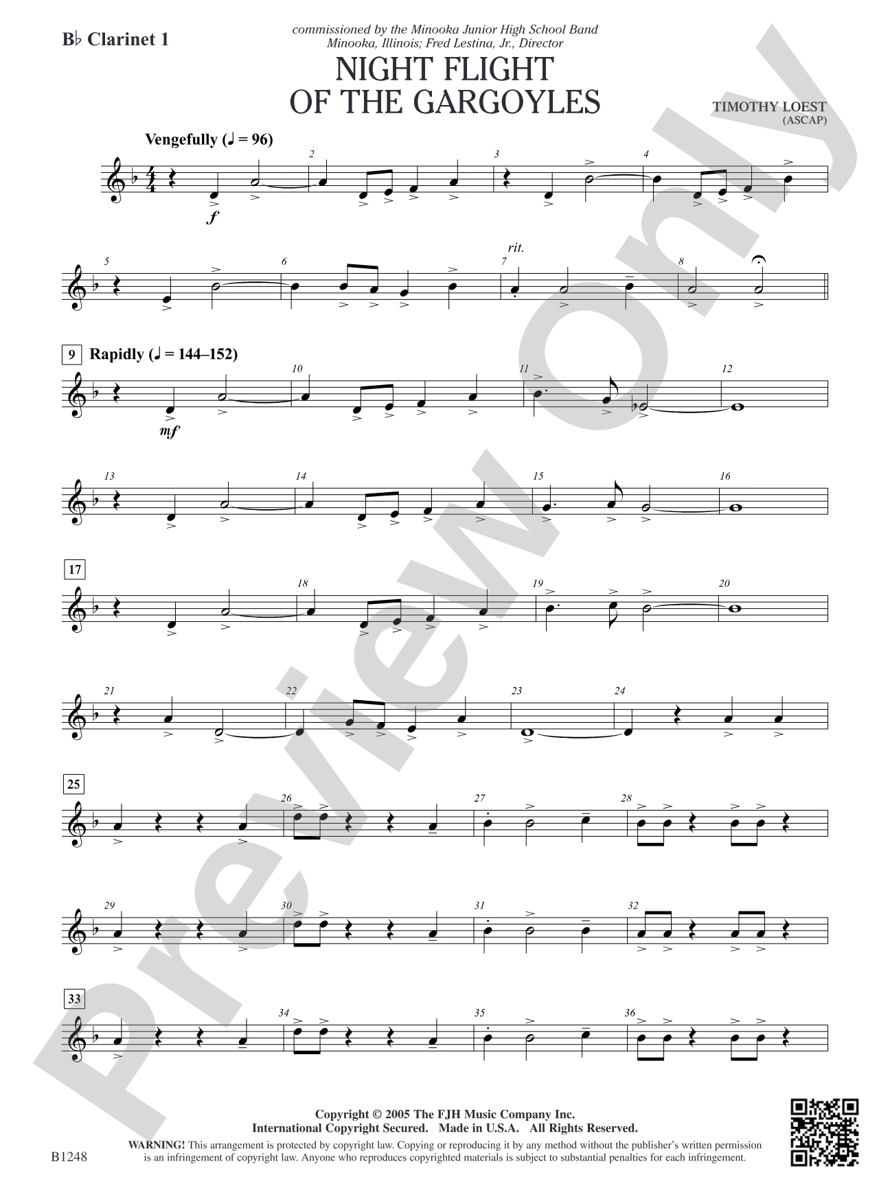 Night Flight of the Gargoyles: B-flat Clarinet 1