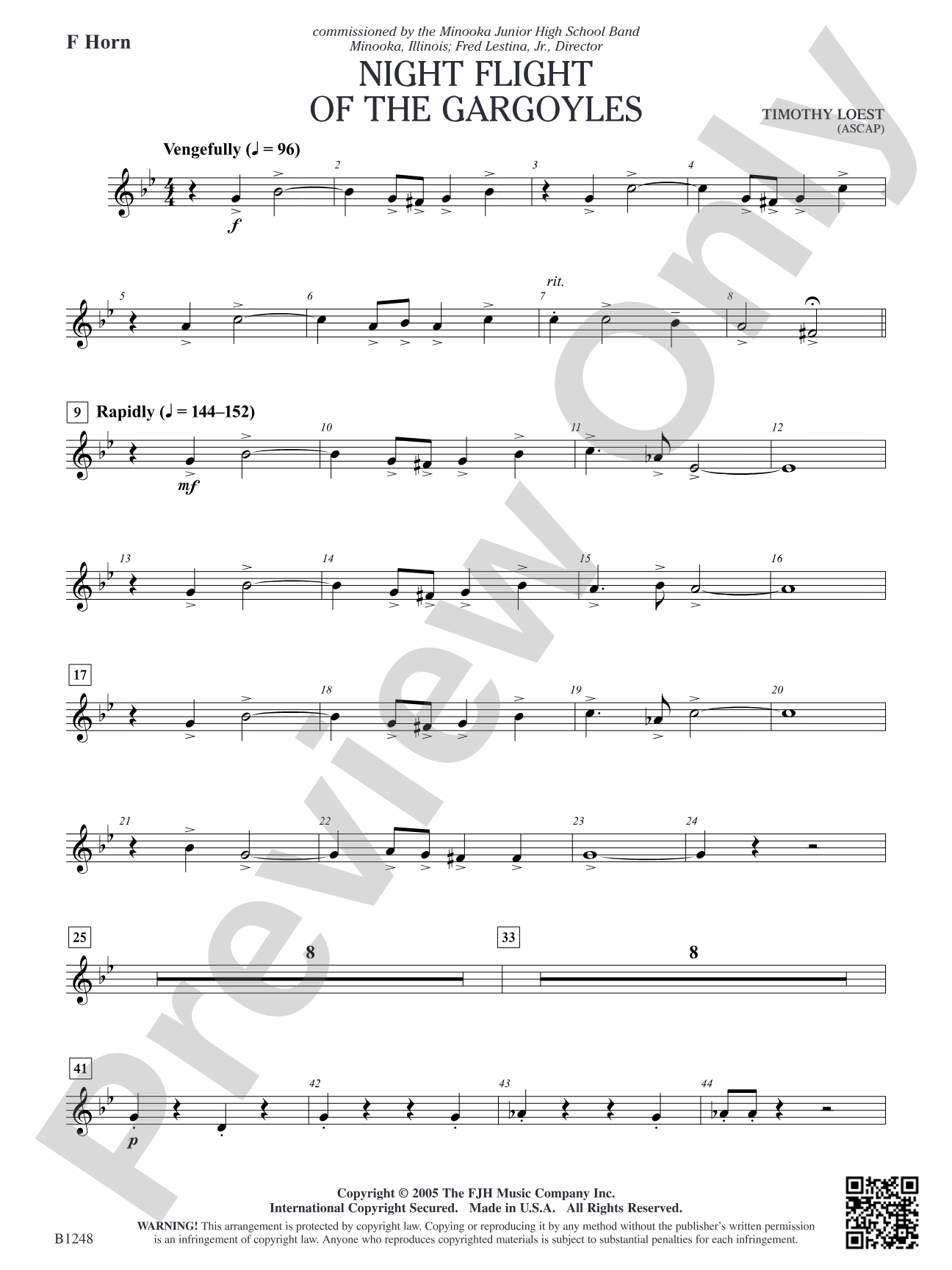 Night Flight of the Gargoyles: F Horn