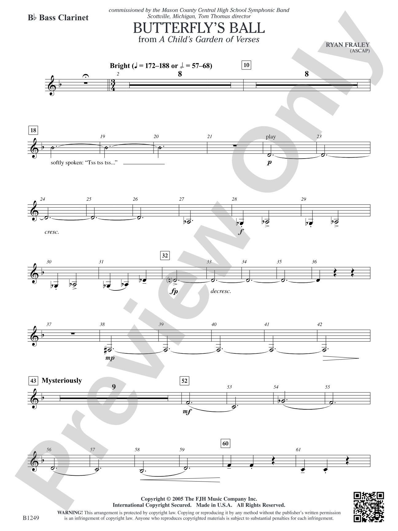 Butterfly's Ball (from A Child's Garden of Verses): B-flat Bass Clarinet