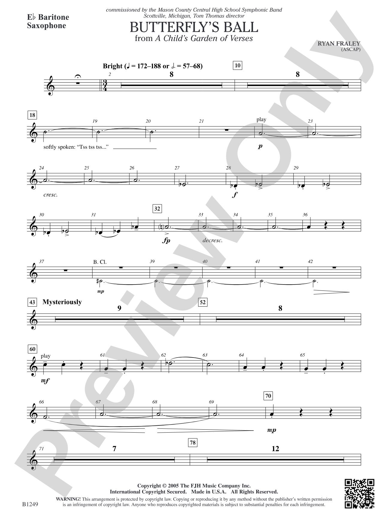 Butterfly's Ball (from A Child's Garden of Verses): E-flat Baritone Saxophone