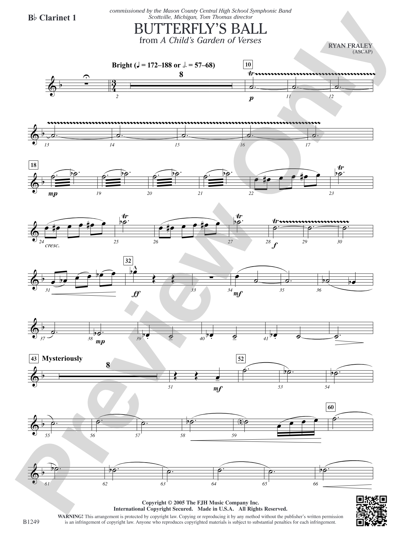 Butterfly's Ball (from A Child's Garden of Verses): B-flat Clarinet 1