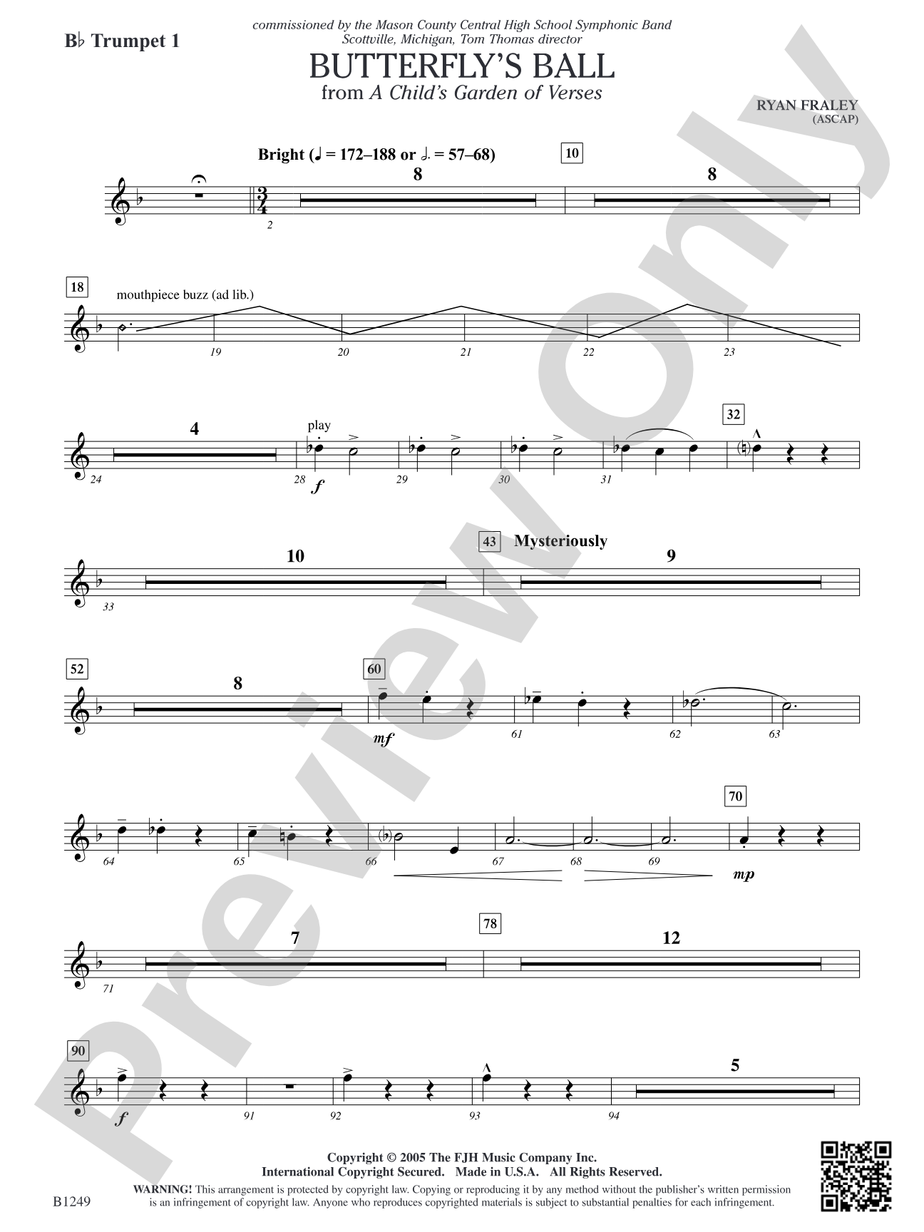 Butterfly's Ball (from A Child's Garden of Verses): B-flat Trumpet 1