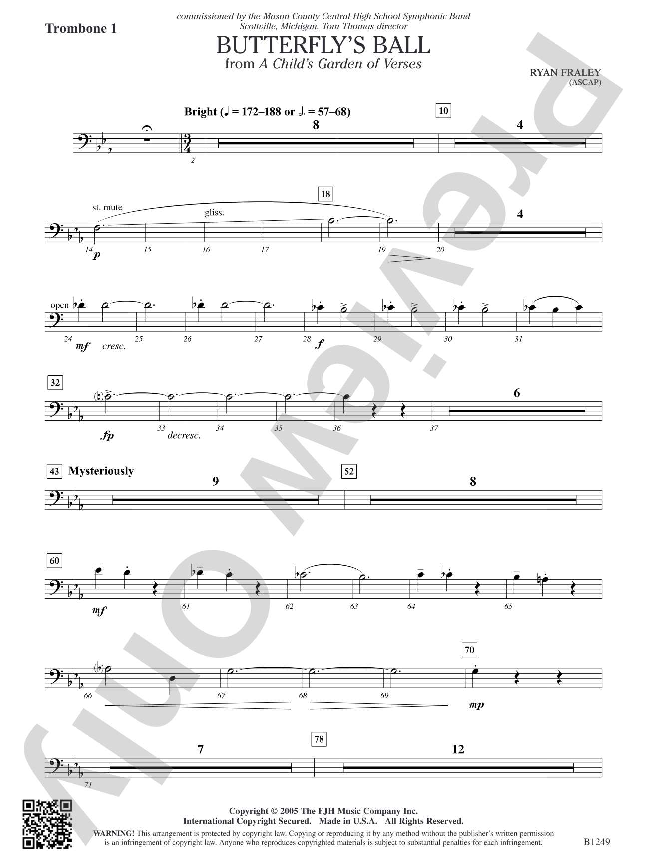 Butterfly's Ball (from A Child's Garden of Verses): Trombone 1